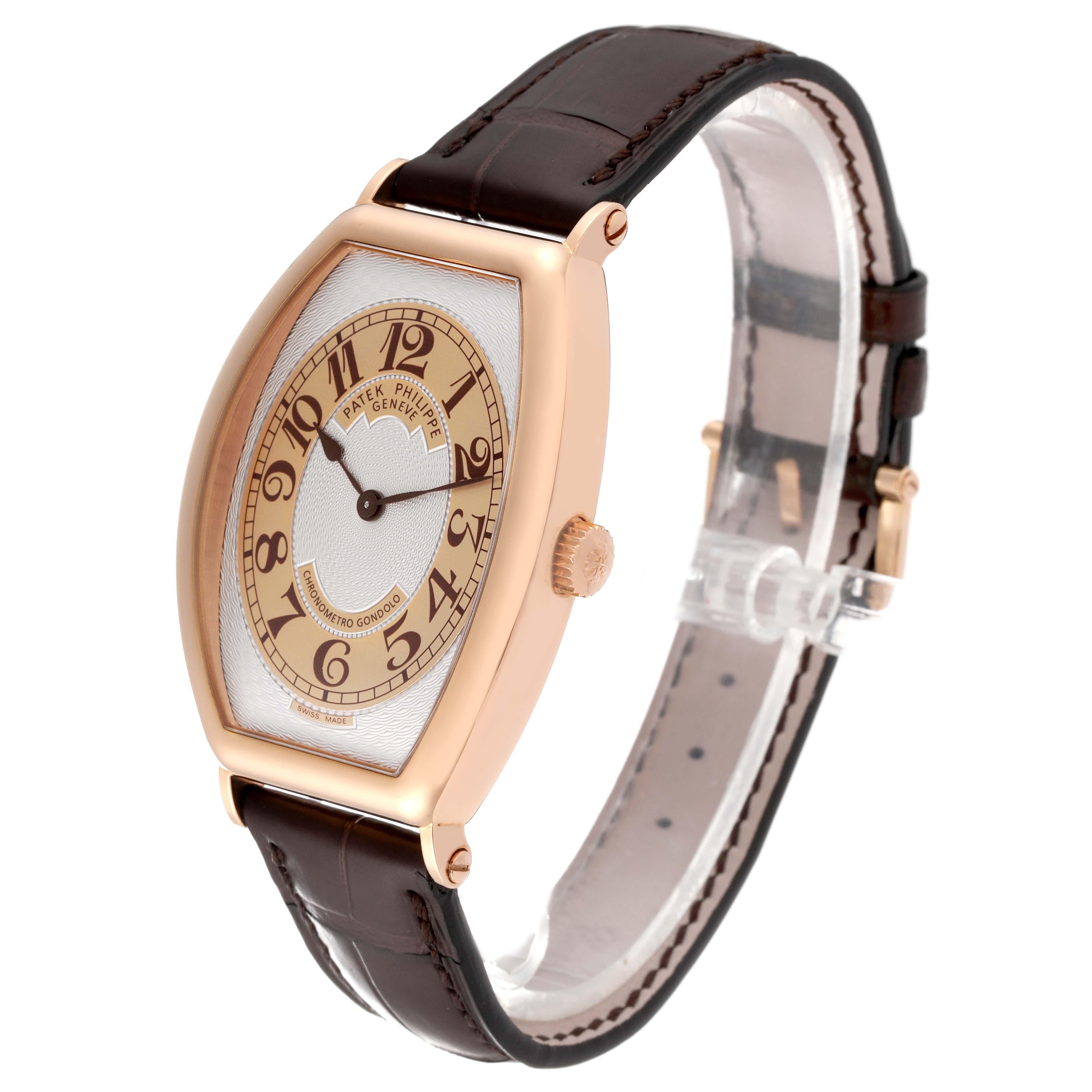 Patek Philippe Gondolo Rose Gold Brown Strap Mens Watch 5098 Box Papers For Sale 2
