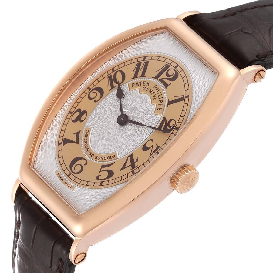 Patek Philippe Gondolo Rose Gold Brown Strap Mens Watch 5098 Papers In Excellent Condition In Atlanta, GA