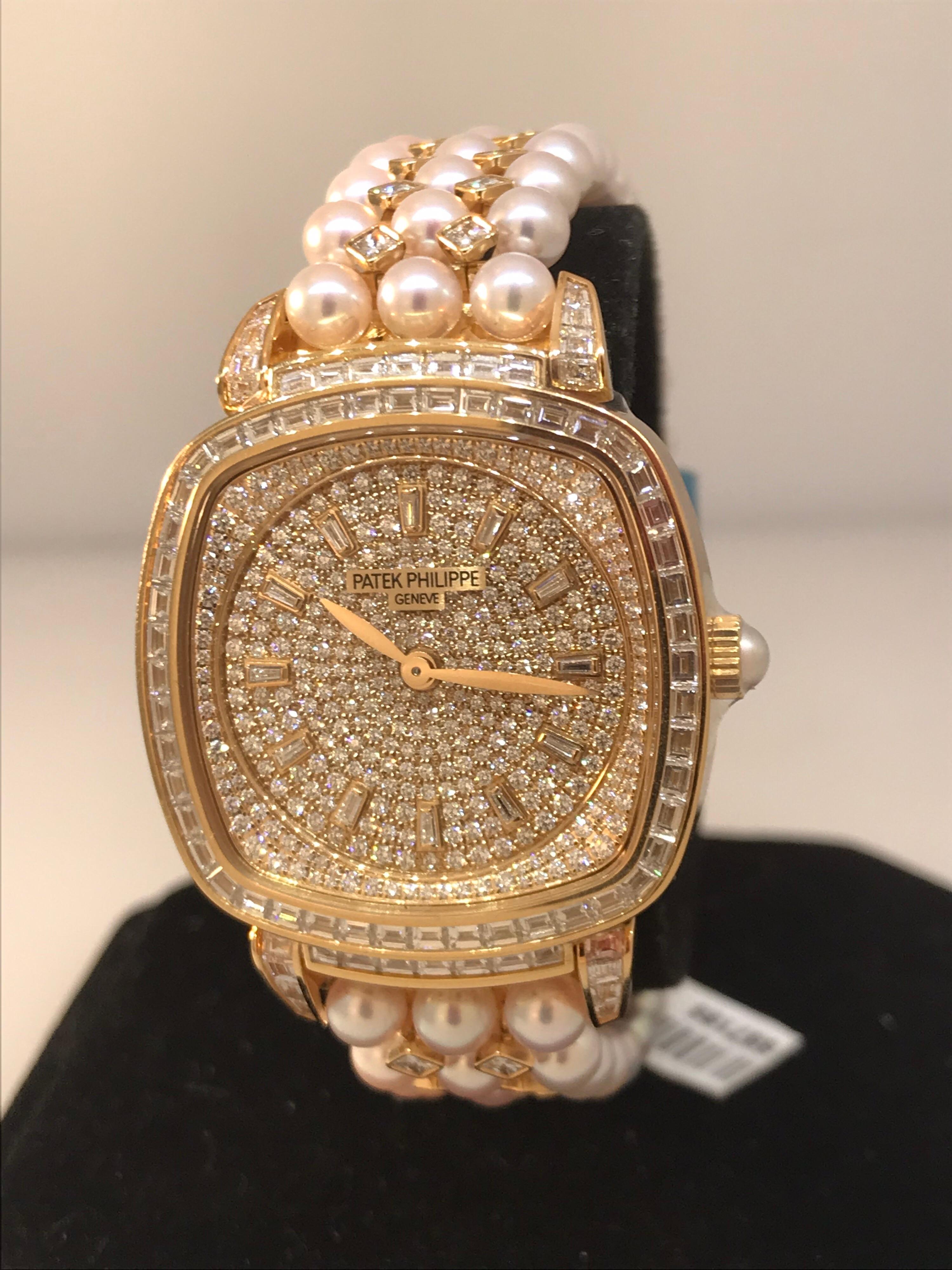 Patek Philippe Gondolo Rose Gold Diamond Pearl Bracelet Ladies Watch 7042/100R In New Condition In New York, NY