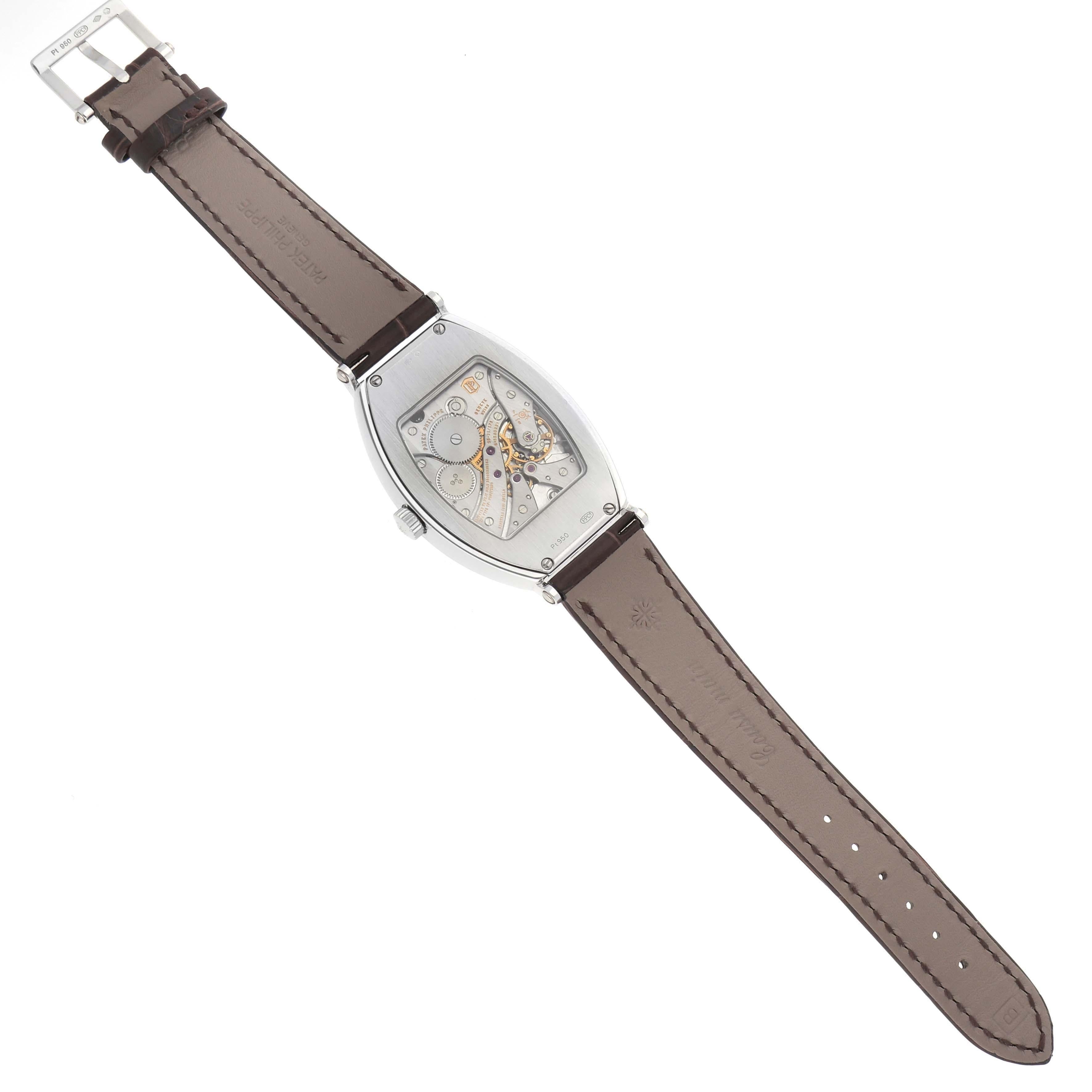 Patek Philippe Gondolo Silver Dial Platinum Brown Strap Mens Watch 5098 For Sale 4