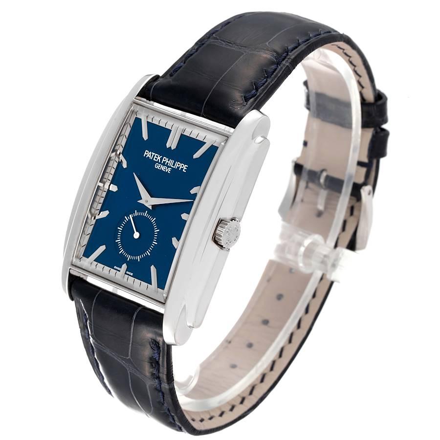 Patek Philippe Gondolo Small Seconds White Gold Blue Dial Mens Watch 5124 In Excellent Condition In Atlanta, GA