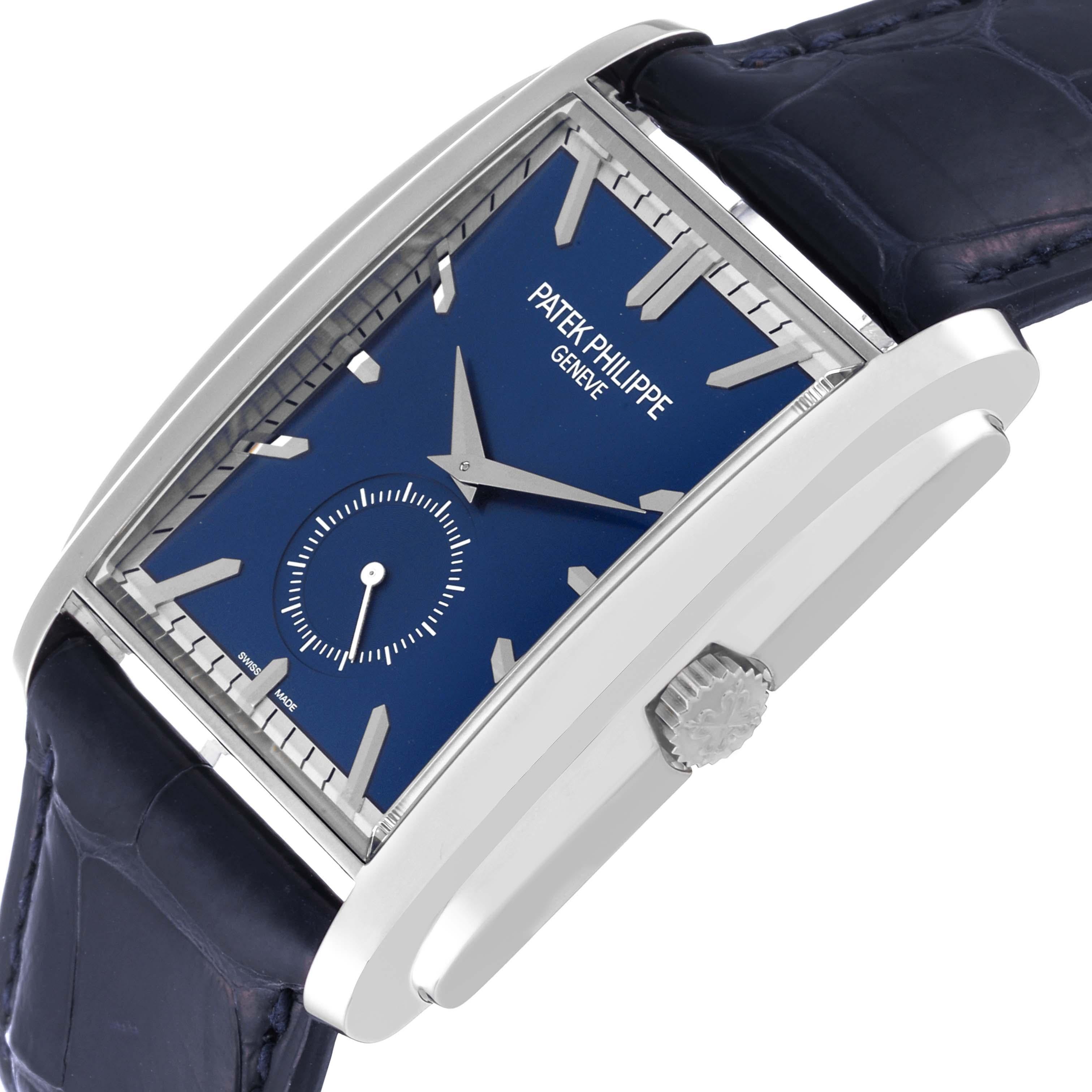 Patek Philippe Gondolo Small Seconds White Gold Blue Dial Mens Watch 5124 Papers In Excellent Condition In Atlanta, GA
