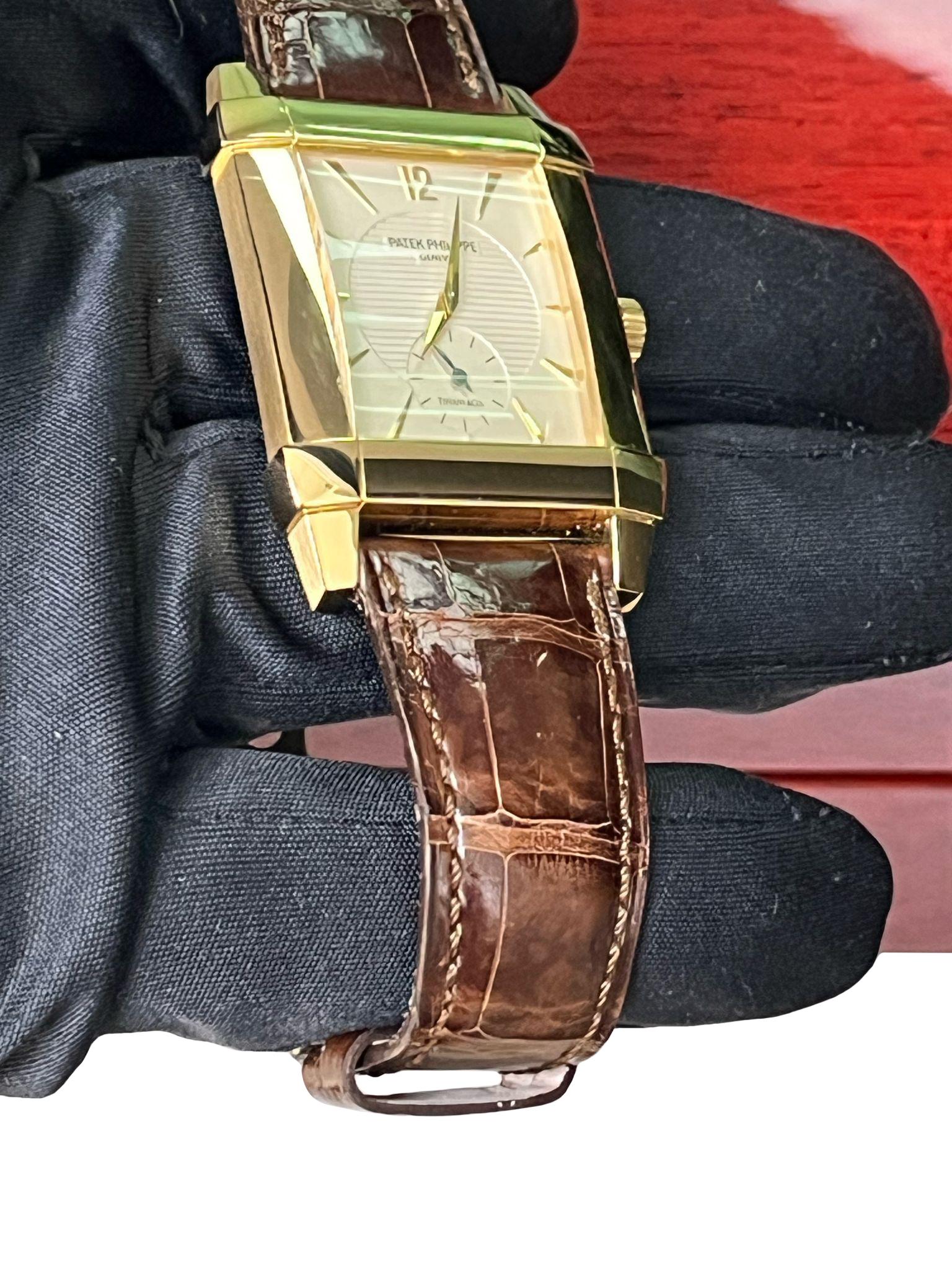 Patek Philippe Gondolo Tiffany Dial 18K Yellow Gold Leather Strap Watch 5111J 5