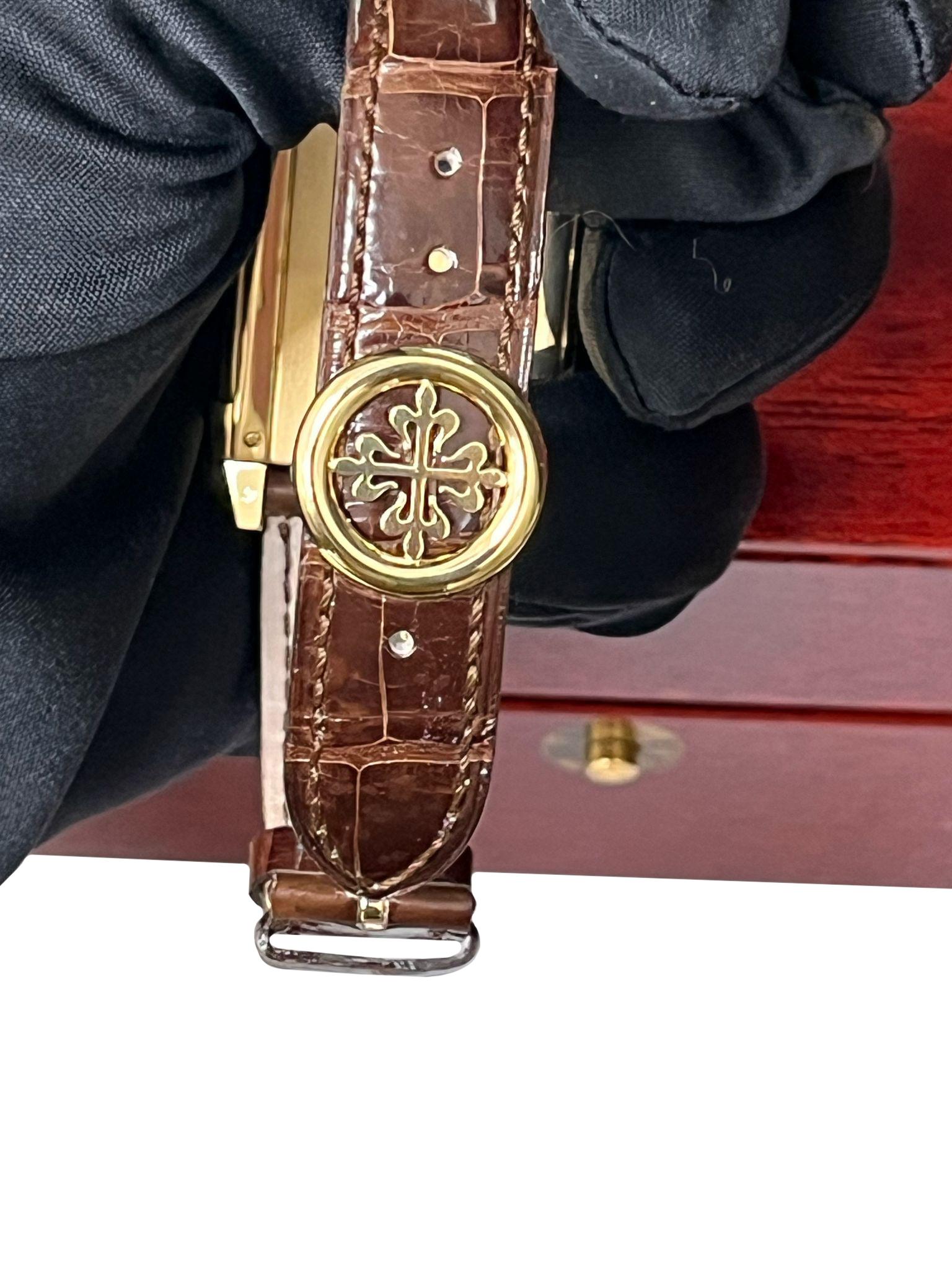 Patek Philippe Gondolo Tiffany Dial 18K Yellow Gold Leather Strap Watch 5111J 7