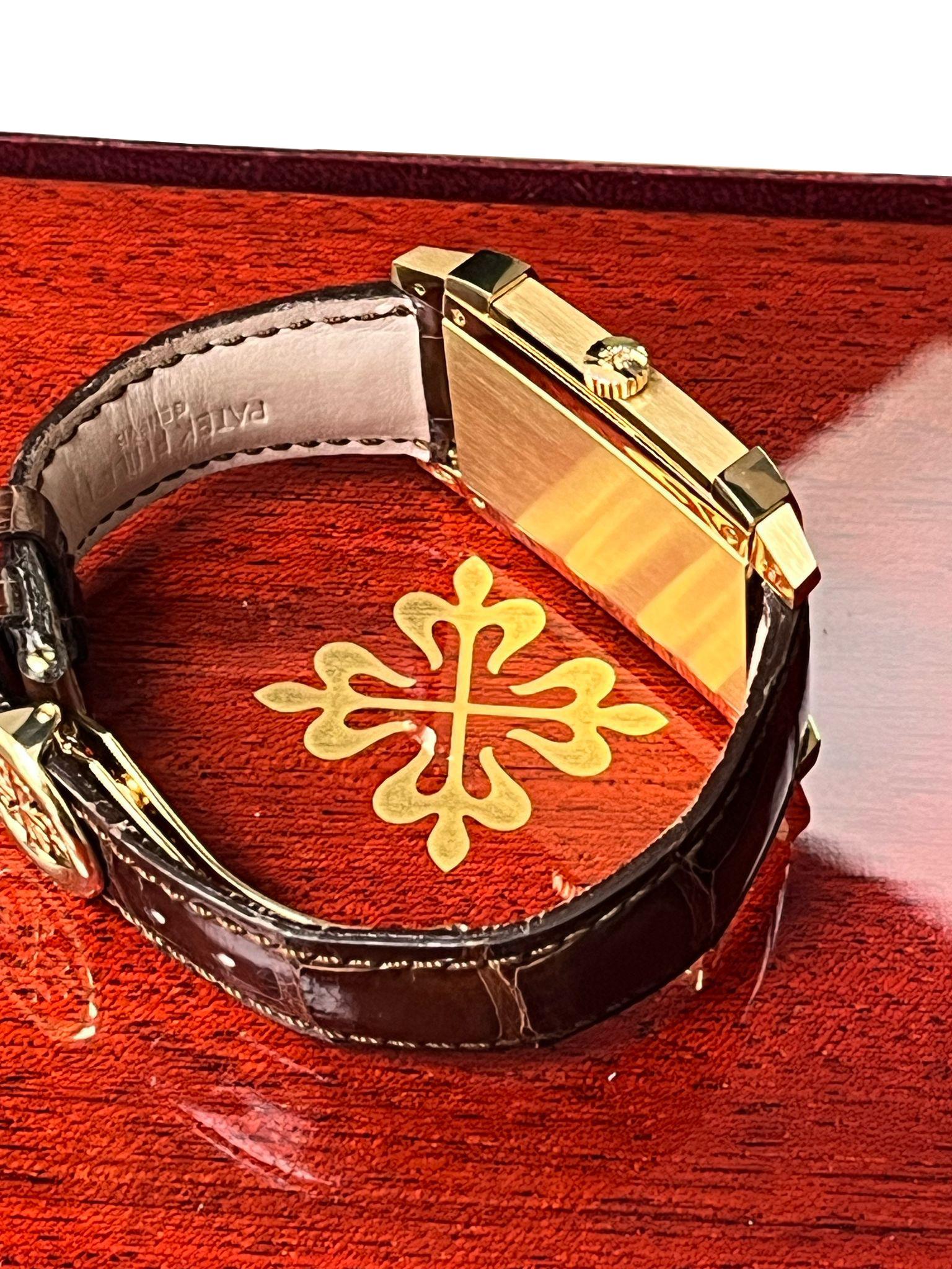 Patek Philippe Gondolo Tiffany Dial 18K Yellow Gold Leather Strap Watch 5111J 12