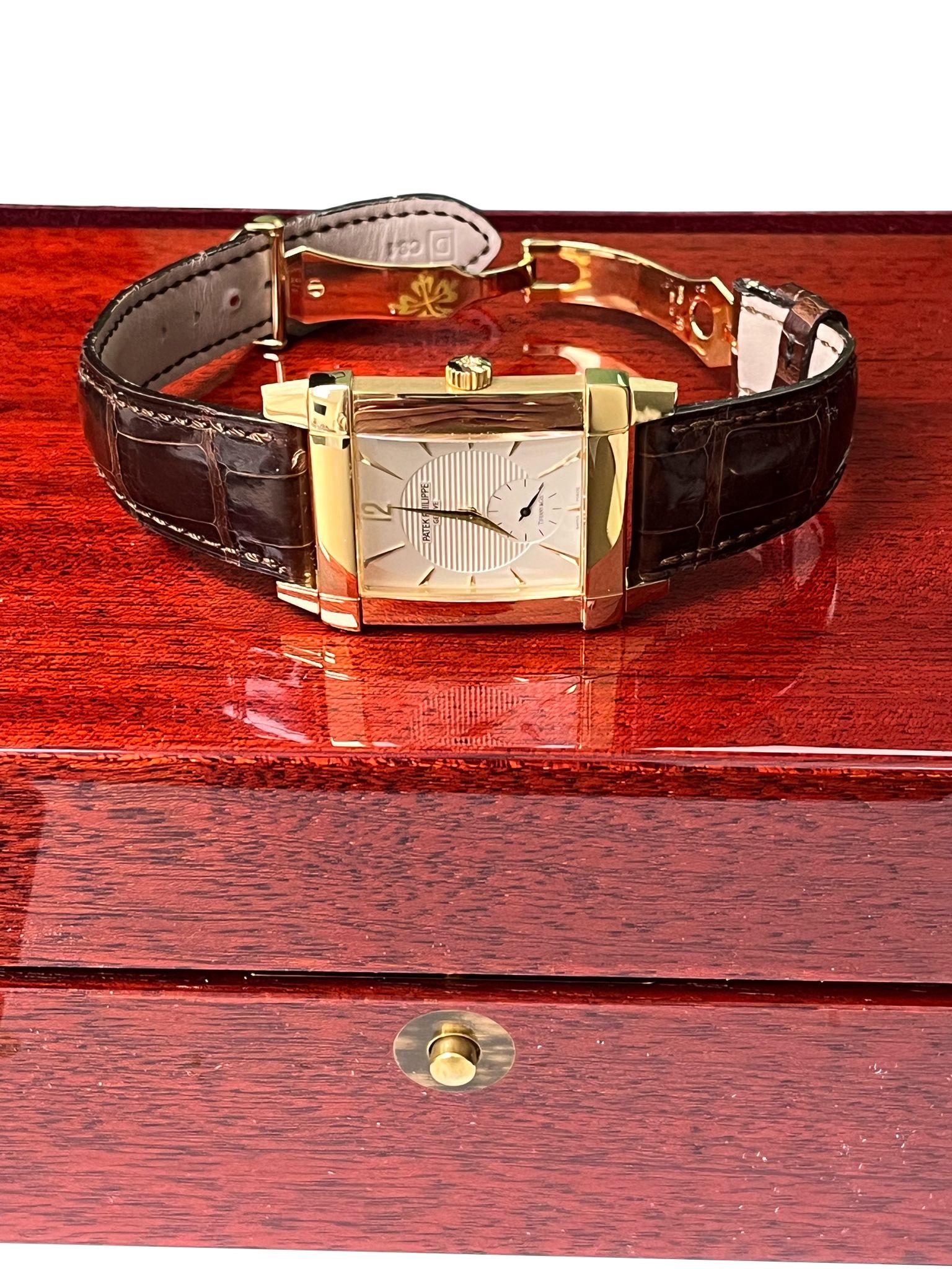 Patek Philippe Gondolo Tiffany Dial 18K Yellow Gold Leather Strap Watch 5111J In Excellent Condition In Aventura, FL
