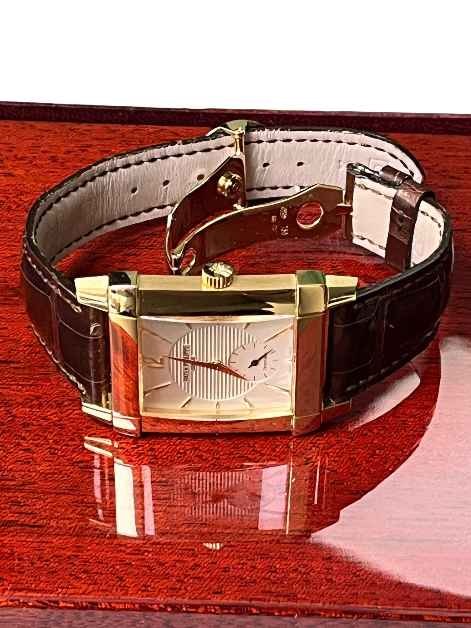 Patek Philippe Gondolo Tiffany Dial 18K Yellow Gold Leather Strap Watch 5111J 1