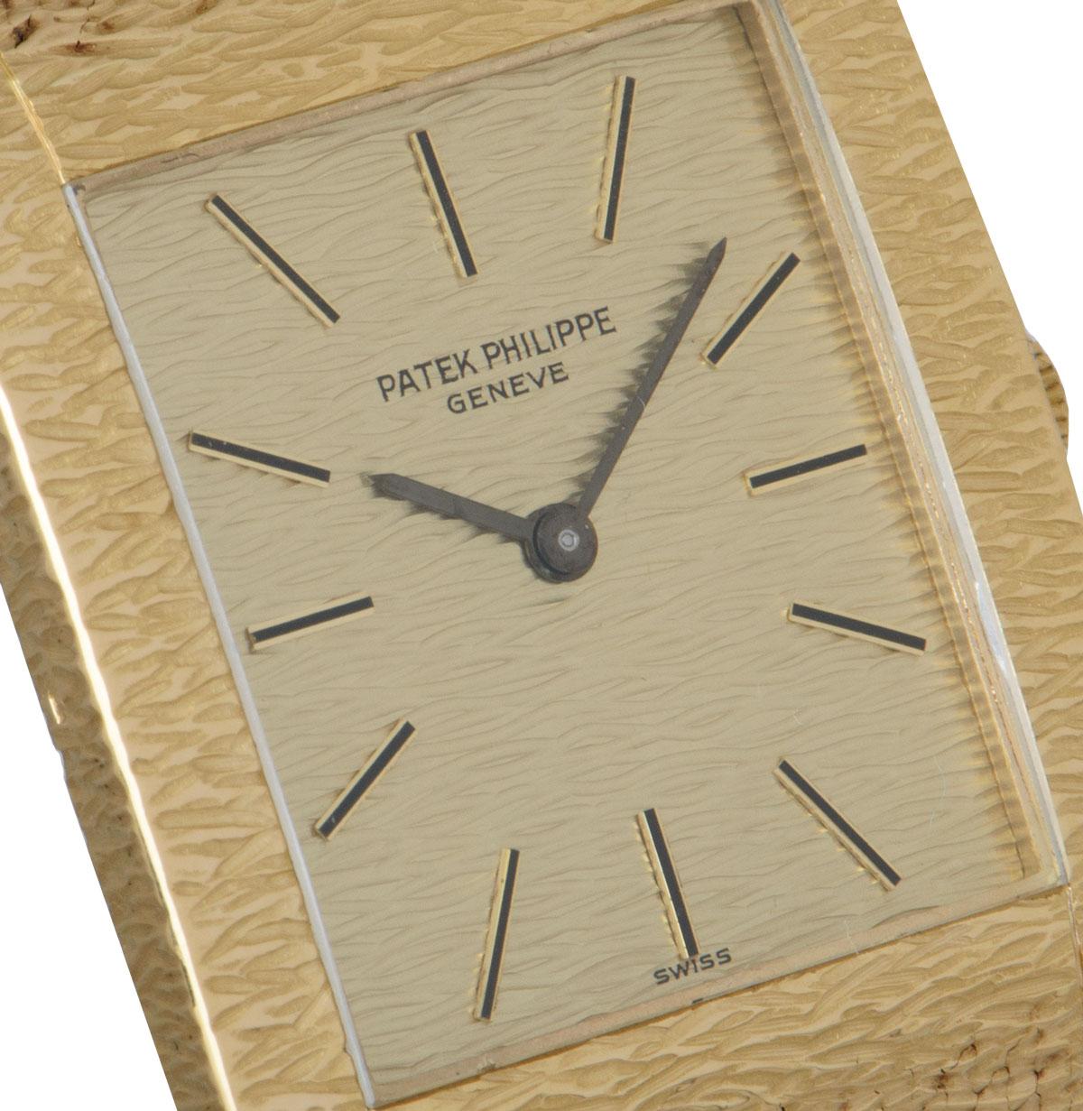 Patek Philippe Gondolo Vintage Herren 18 Karat Gelbgold Champagner Zifferblatt 3553/1 im Zustand „Hervorragend“ in Mayfair, London, London