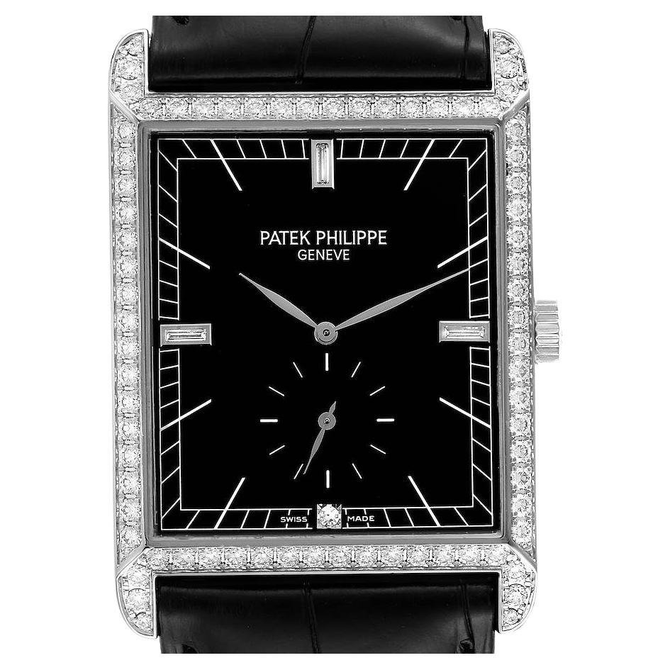 Patek Philippe Gondolo White Gold Black Dial Diamond Mens Watch 5112 For Sale