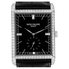 Patek Philippe Gondolo White Gold Black Dial Diamond Mens Watch 5112