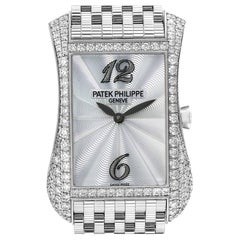 Patek Philippe Gondolo White Gold Mother of Pearl Diamond Ladies Watch 4972