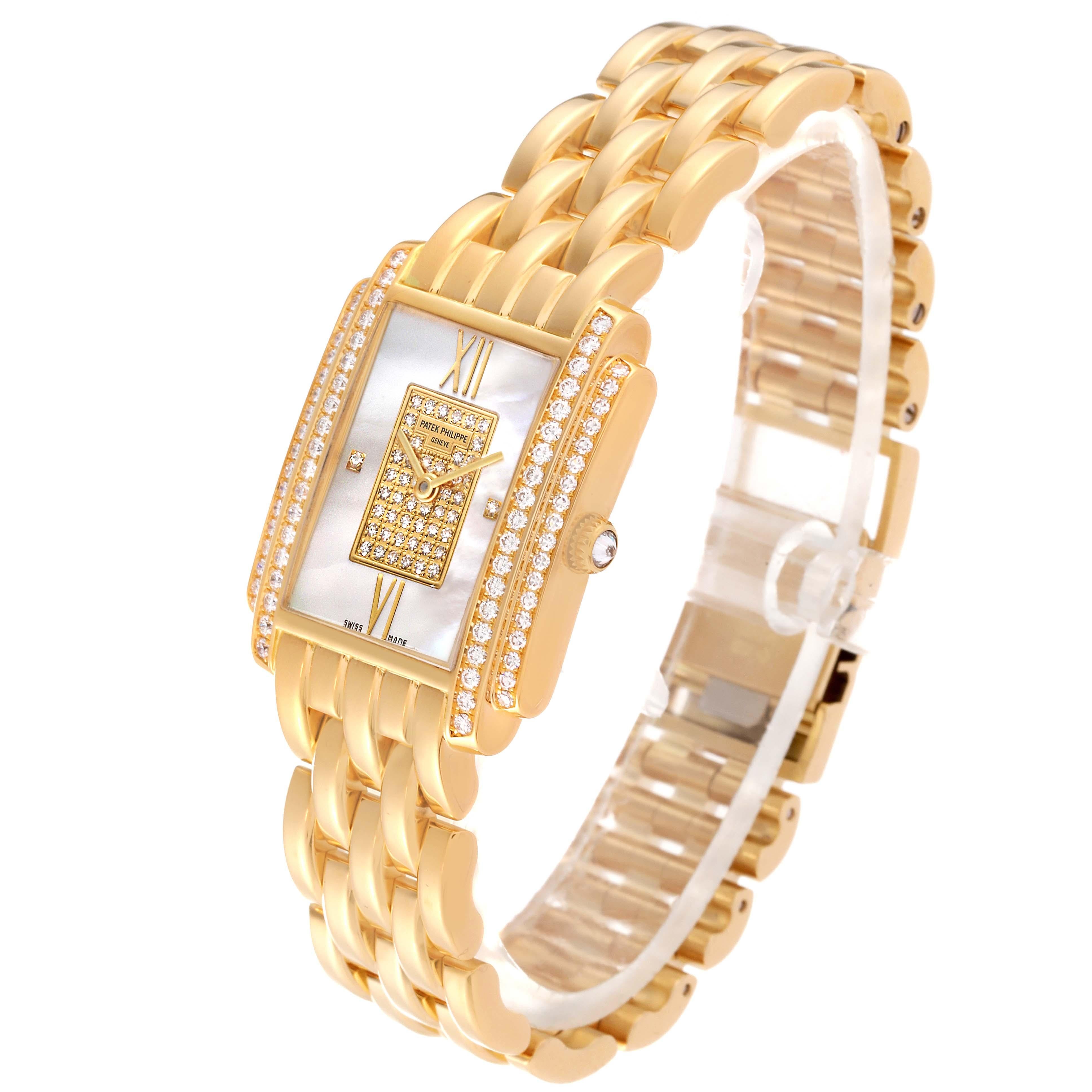 Patek Philippe Gondolo Yellow Gold Mother Of Pearl Diamond Dial Ladies Watch For Sale 1