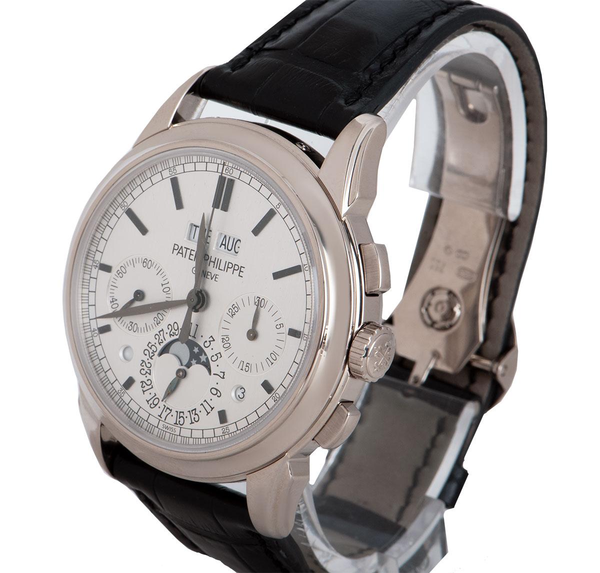 Patek Philippe Grand Complications Perpetual Calendar Chronograph White Gold B&P In Excellent Condition In London, GB