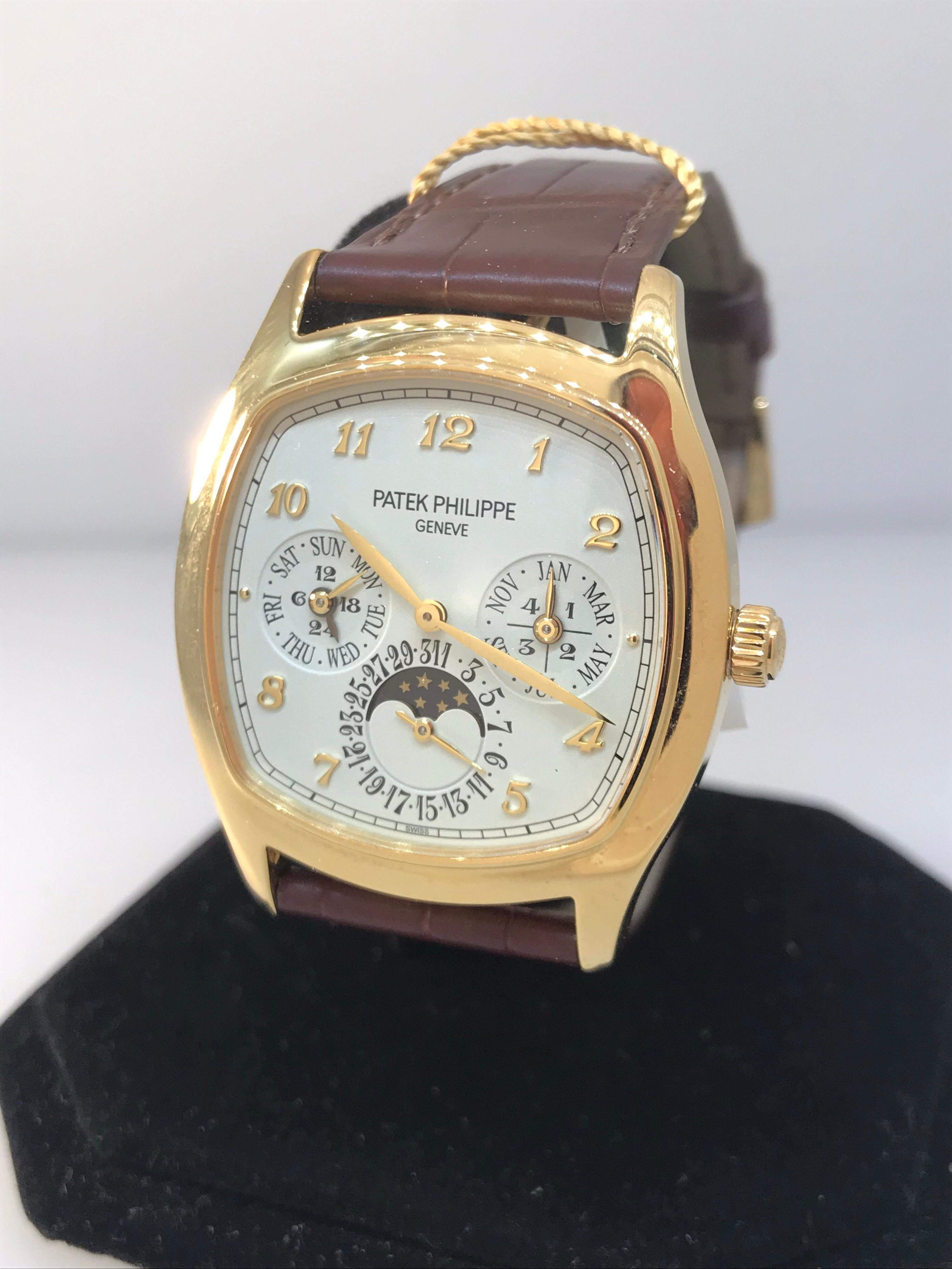 Patek Philippe Grand Complications Men's Watch

Model Number: 5940J-001

100% Authentic

Brand New

Comes with original Patek Philippe Box and Papers

18 Karat Yellow Gold Dial

Case Dimensions: 44.6mm x 37mm

Cream Dial

Functions: Leap year,