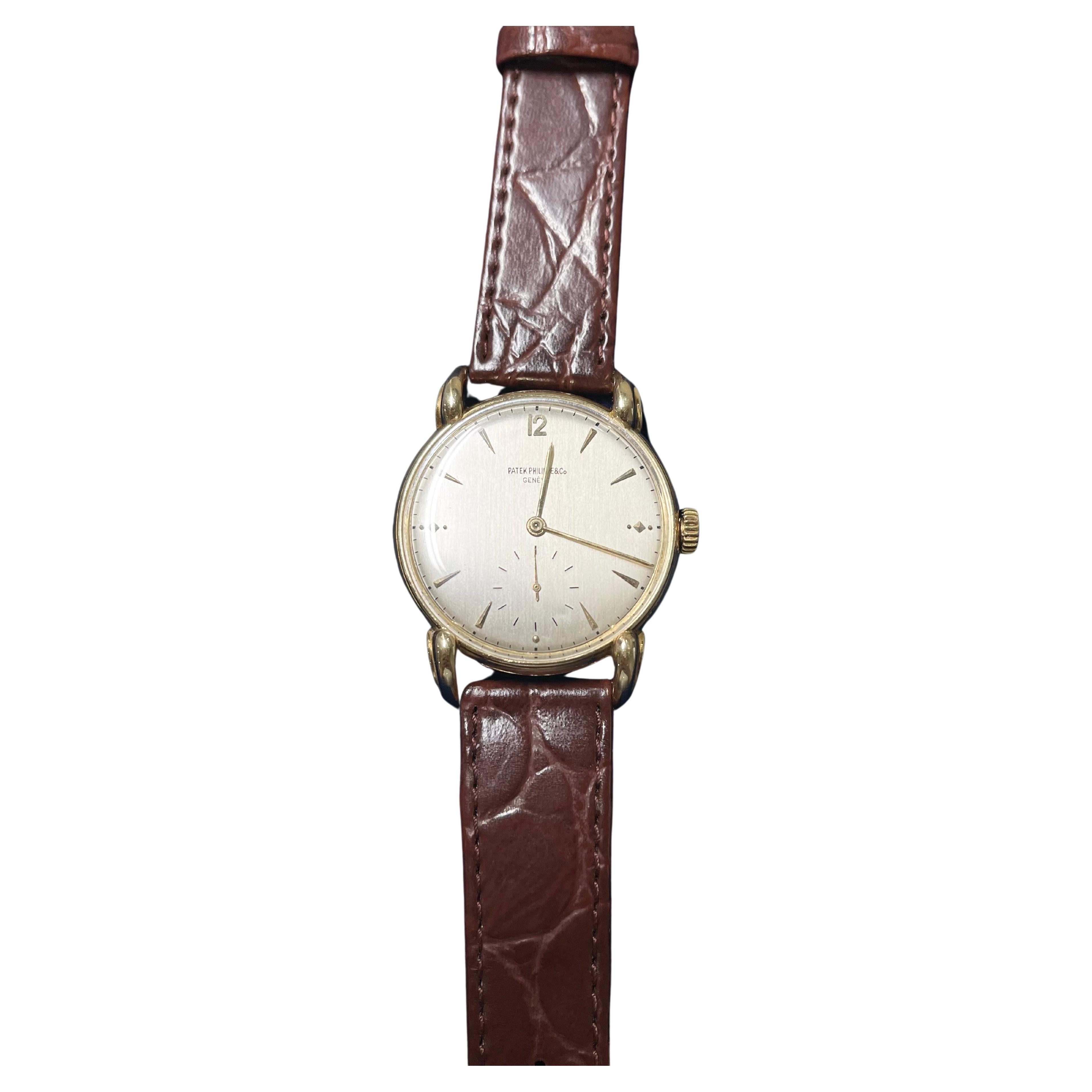 Patek Philippe Handwriting Vintage Watch Ref. 1590 18k YG .750 For Sale