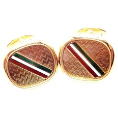 Patek Philippe Italian Flag Colors Enamel Large Cufflinks