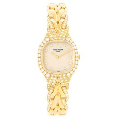 Retro Patek Philippe La Flamme 18 Karat Yellow Gold Diamond Ladies Watch 4715/3