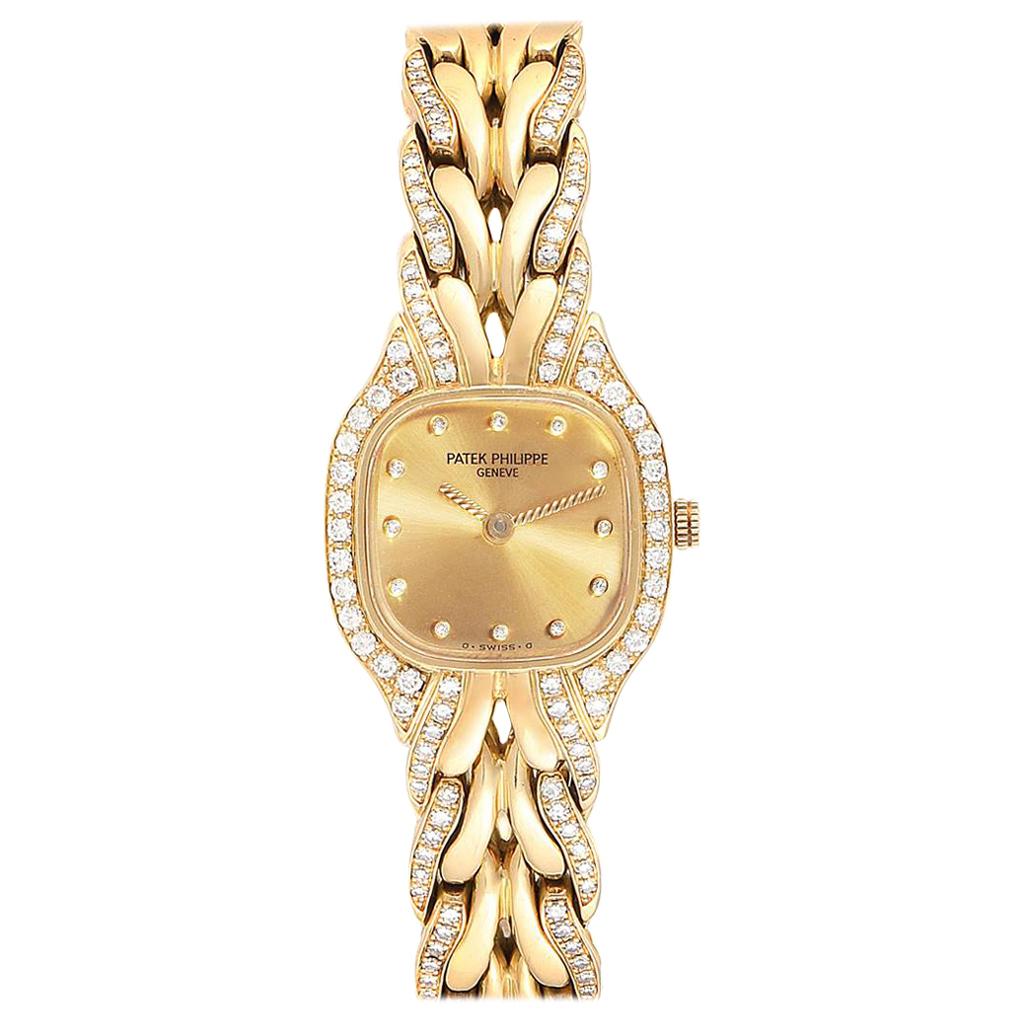 Patek Philippe La Flamme 18 Karat Yellow Gold Diamond Ladies Watch 4715