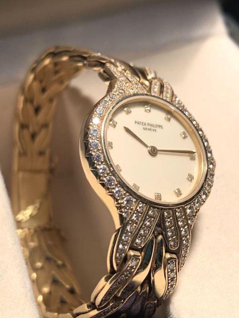 Brilliant Cut Patek Philippe La Flamme 18 Karat Yellow Gold Diamond Ladies Watch 4816 For Sale