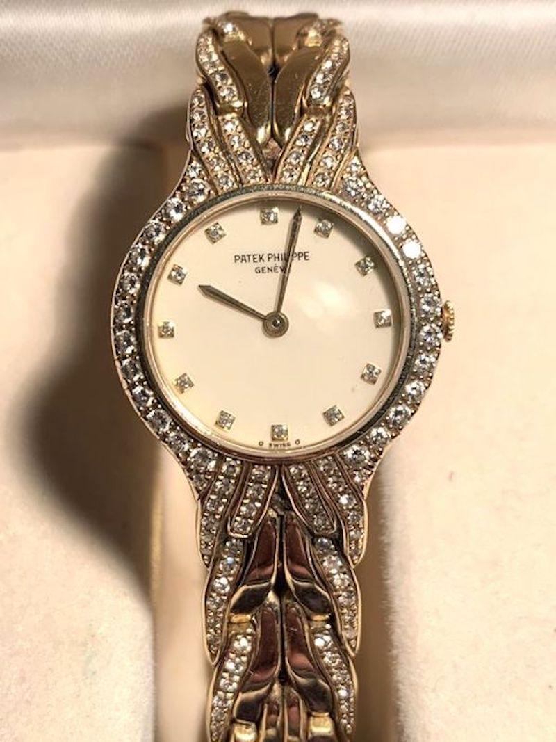 Women's Patek Philippe La Flamme 18 Karat Yellow Gold Diamond Ladies Watch 4816 For Sale