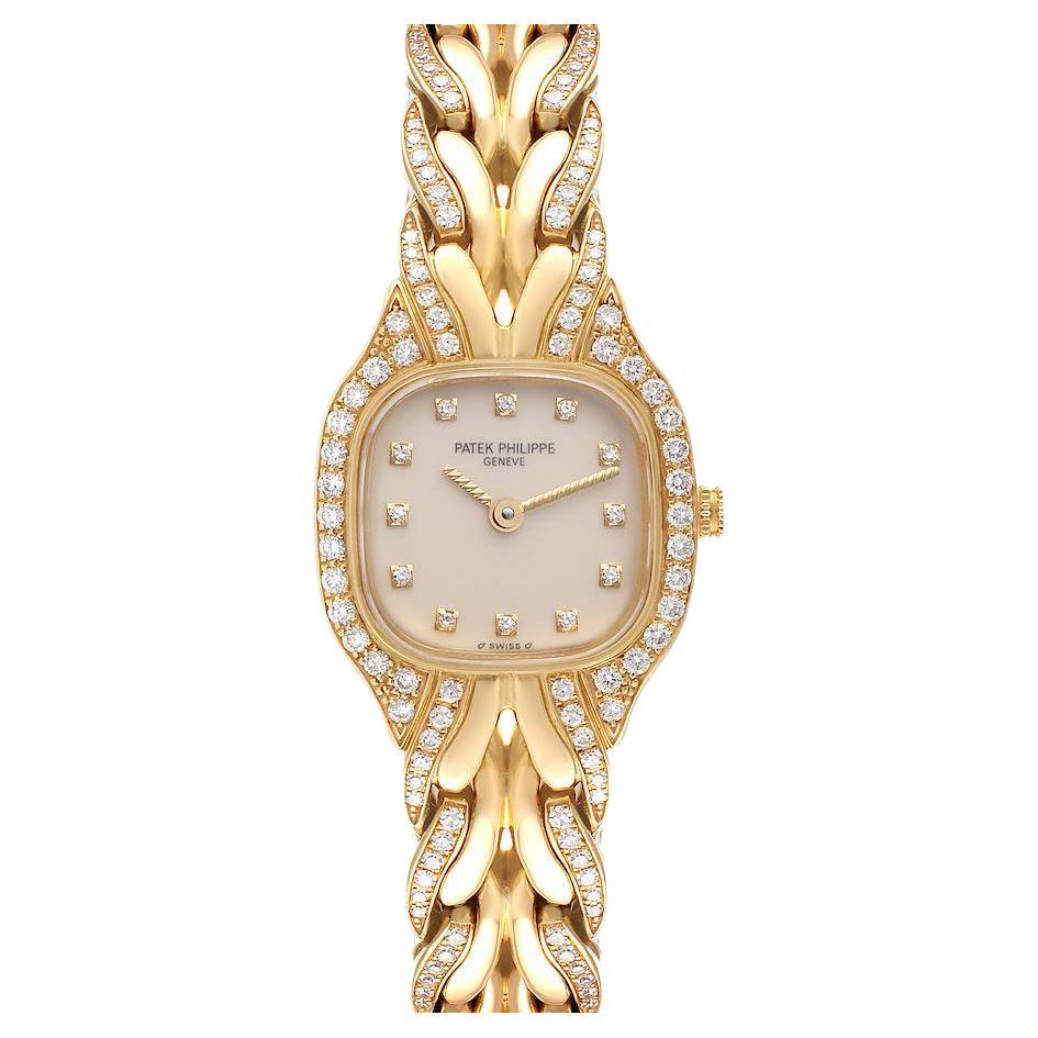 Patek Philippe La Flamme 18k Yellow Gold Diamond Ladies Watch 4715 For Sale