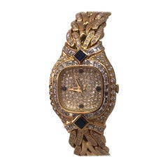 Patek Philippe La Flamme Yellow Gold Pave Diamond and Sapphire Ladies Watch 4808