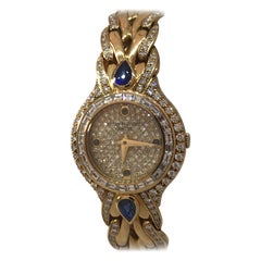 Patek Philippe La Flamme Yellow Gold Pave Diamond and Sapphire Ladies Watch 4808