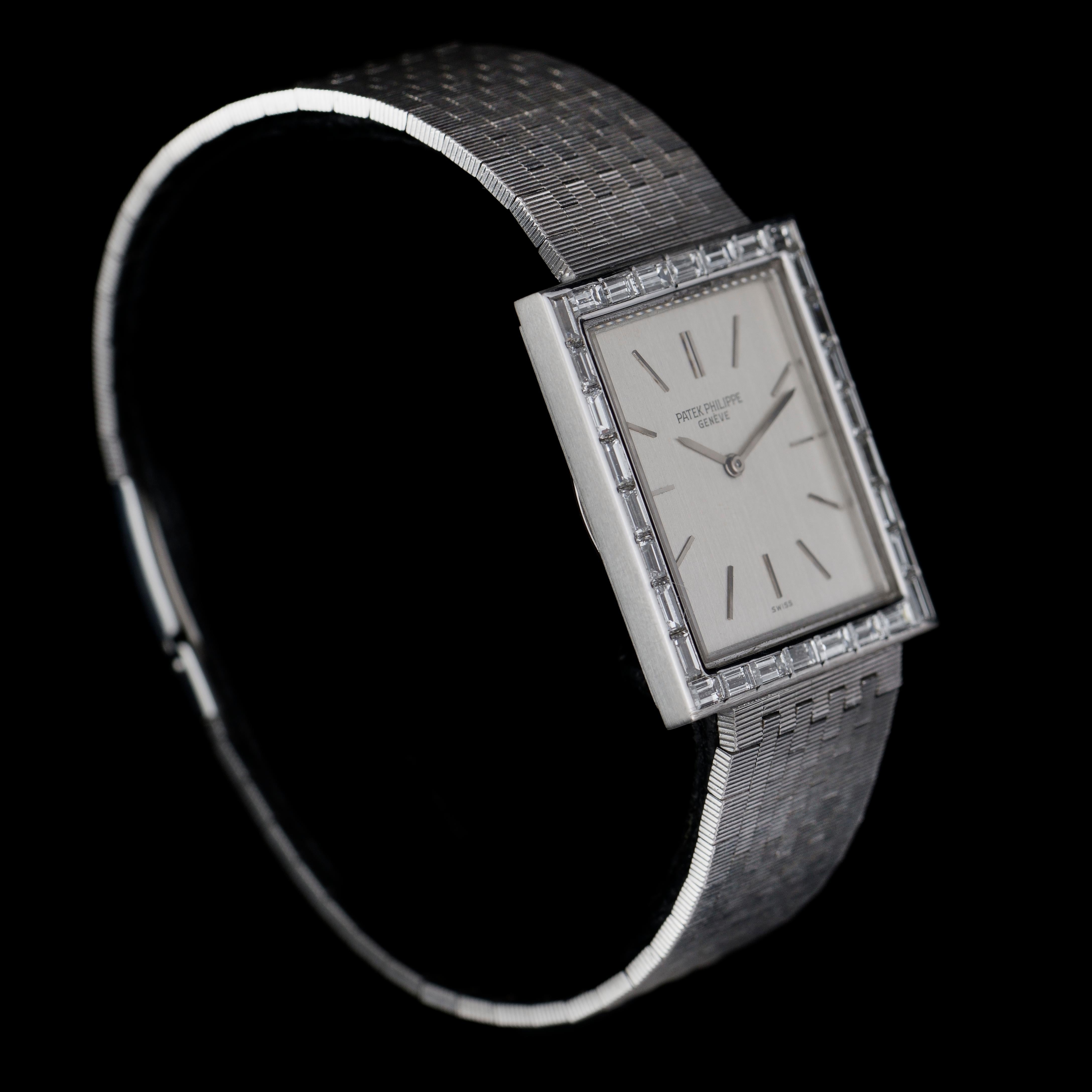Baguette Cut Patek Philippe Ref. 3540/2 Ladies 18kt Gold Watch, 1980's