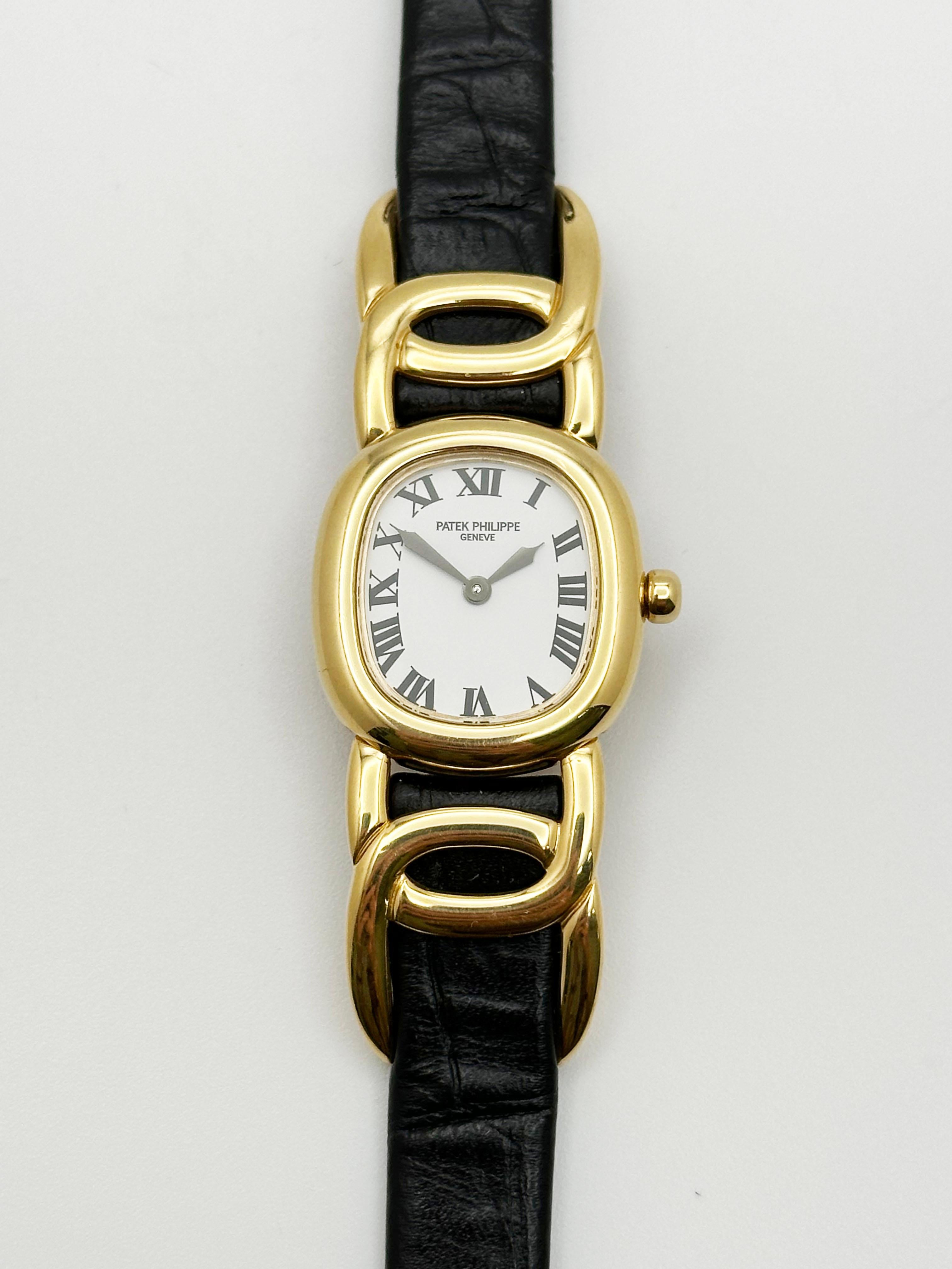 Patek Philippe pour femme Ellipse 4830J Bracelet en cuir doré et or jaune 18 carats en vente 6