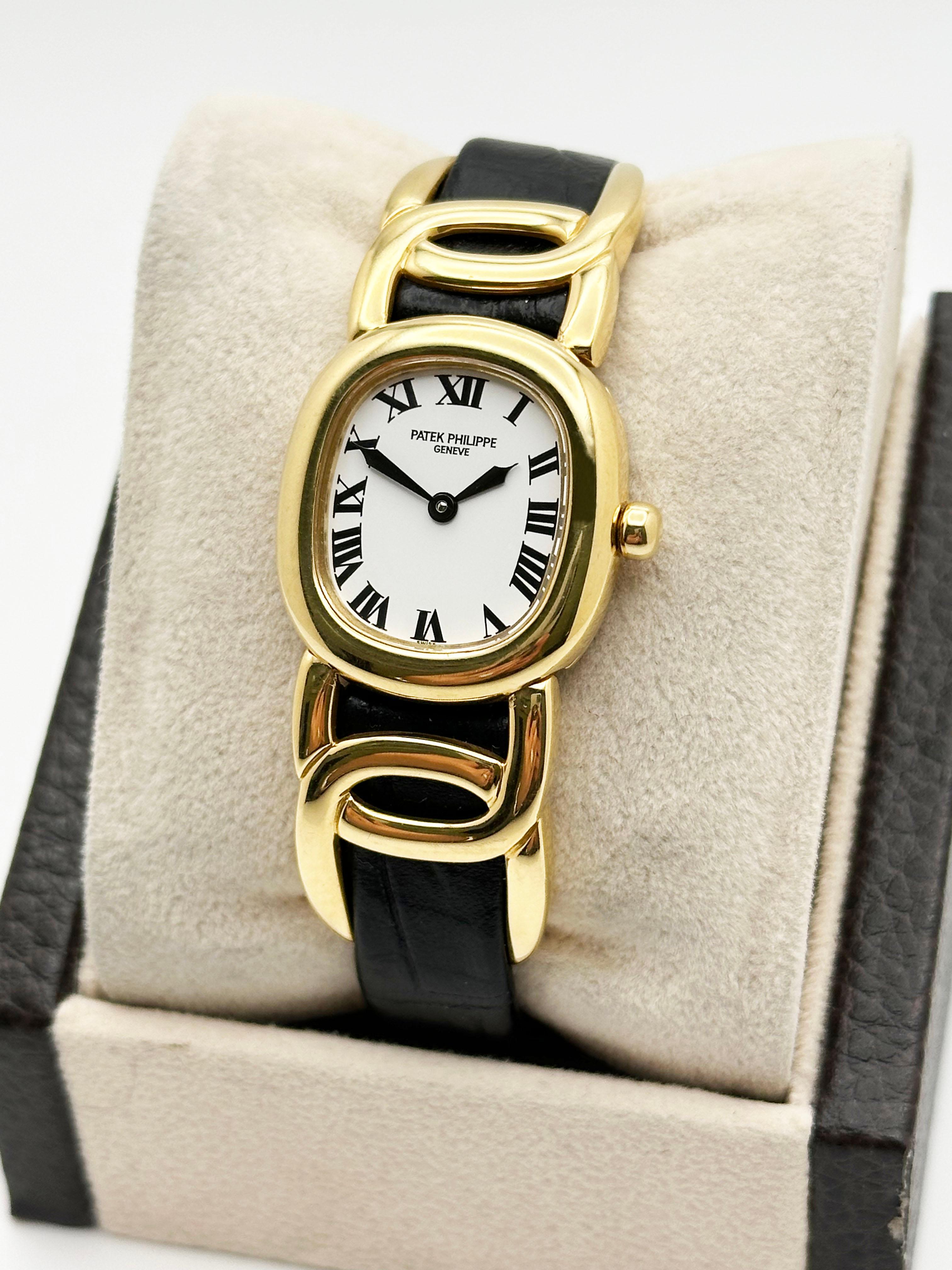 Patek Philippe pour femme Ellipse 4830J Bracelet en cuir doré et or jaune 18 carats Unisexe en vente