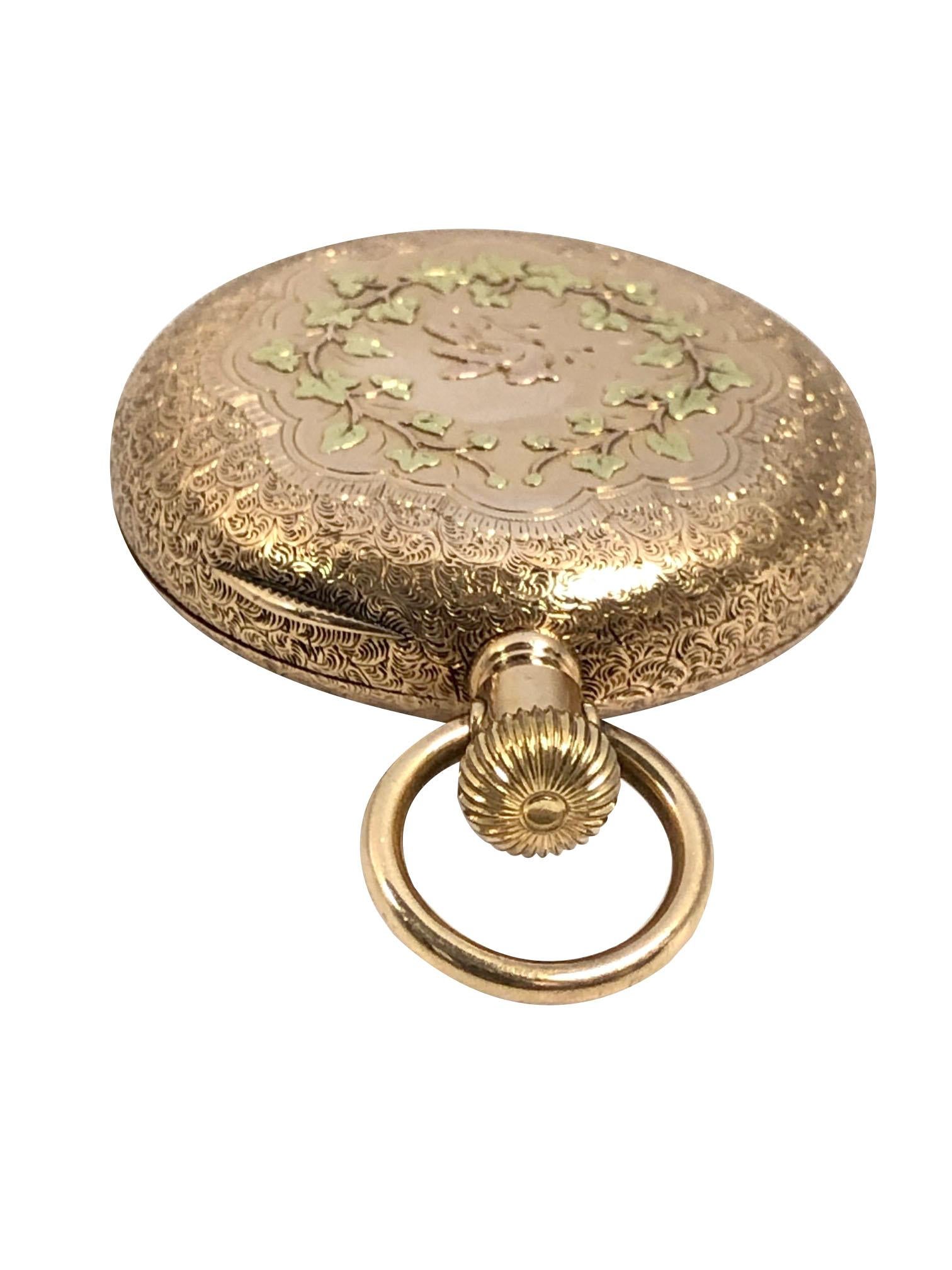 Patek Philippe Ladies Multi Color Gold Pocket Watch For Sale 9