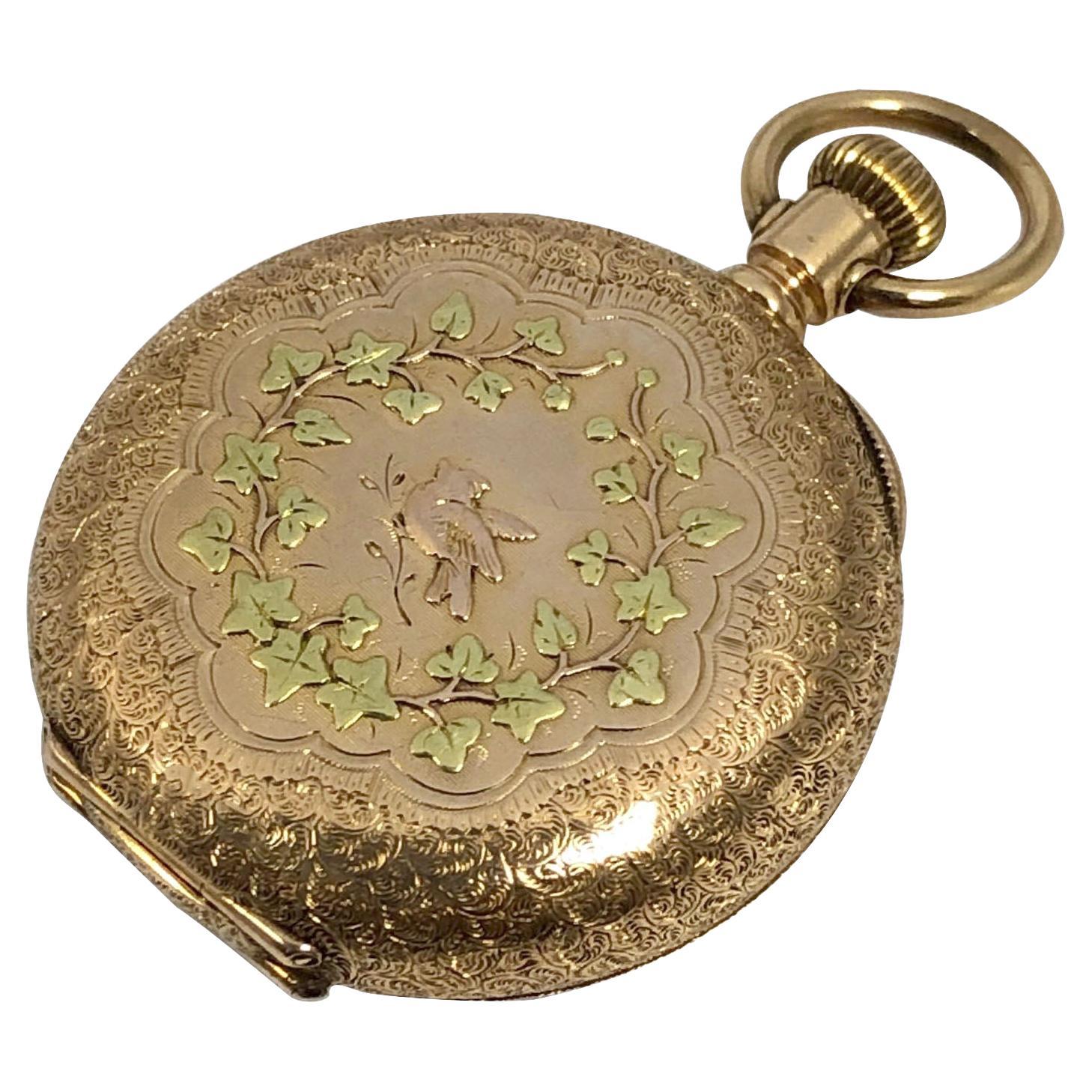 Patek Philippe Ladies Multi Color Gold Pocket Watch In Excellent Condition For Sale In Chicago, IL