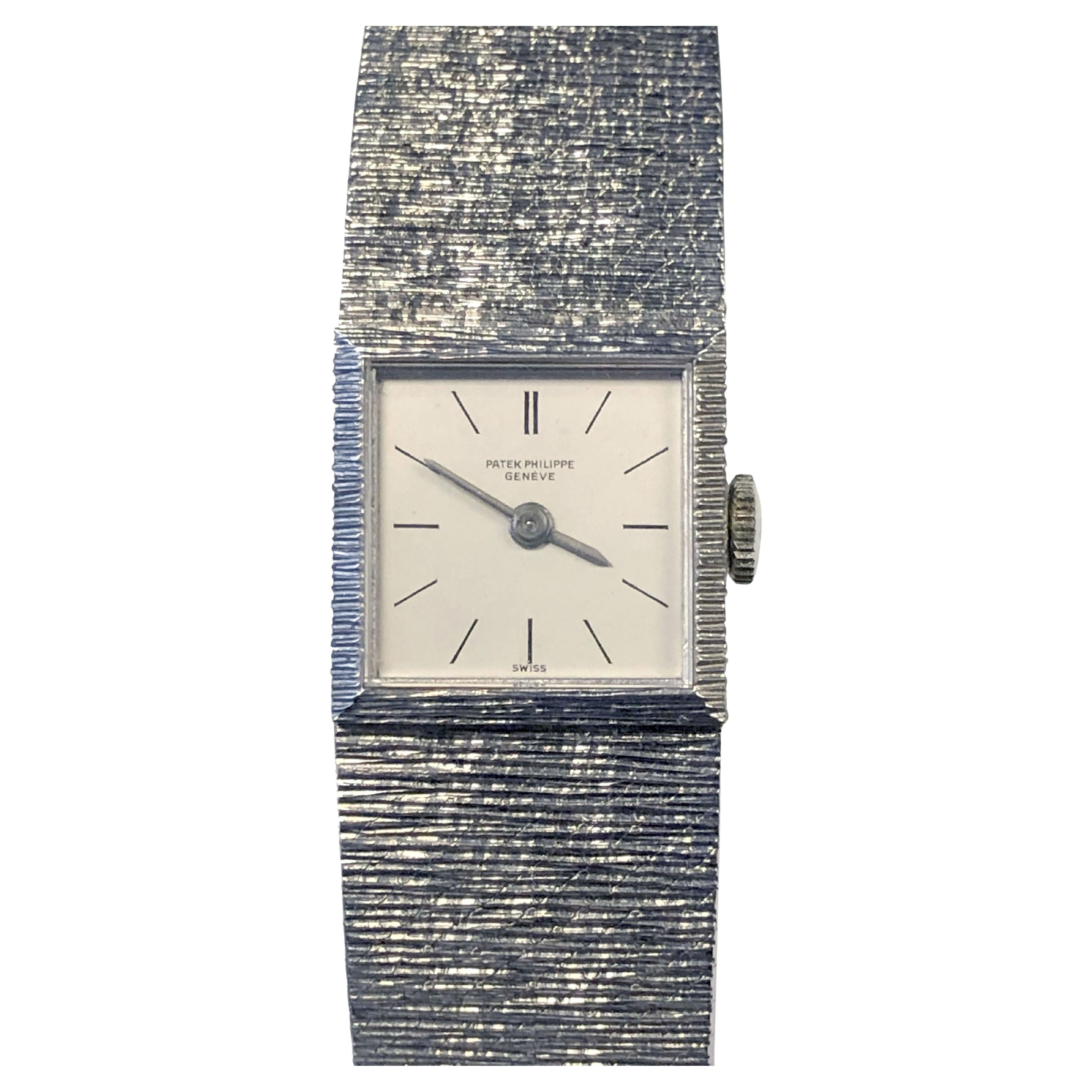 Patek Philippe Ladies Vintage White Gold Mechanical Wrist Watch For Sale