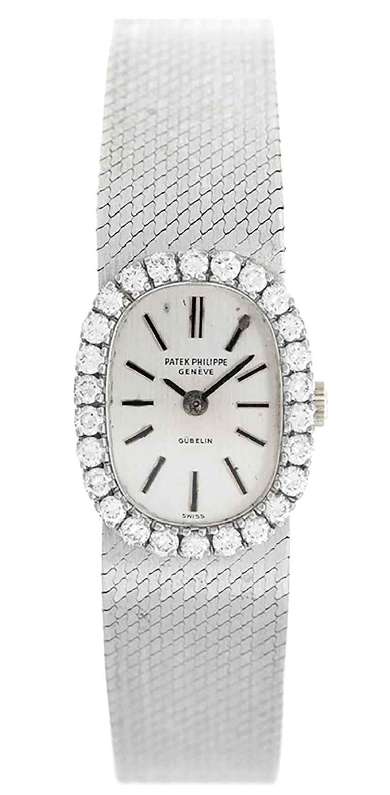 Women's Patek Philippe Ladies White Gold Diamond Dress Wristwatch Ref 3377/1