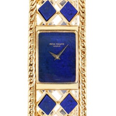Patek Philippe Ladies Yellow Gold Lapis Lazuli Manual Wristwatch Ref 4241