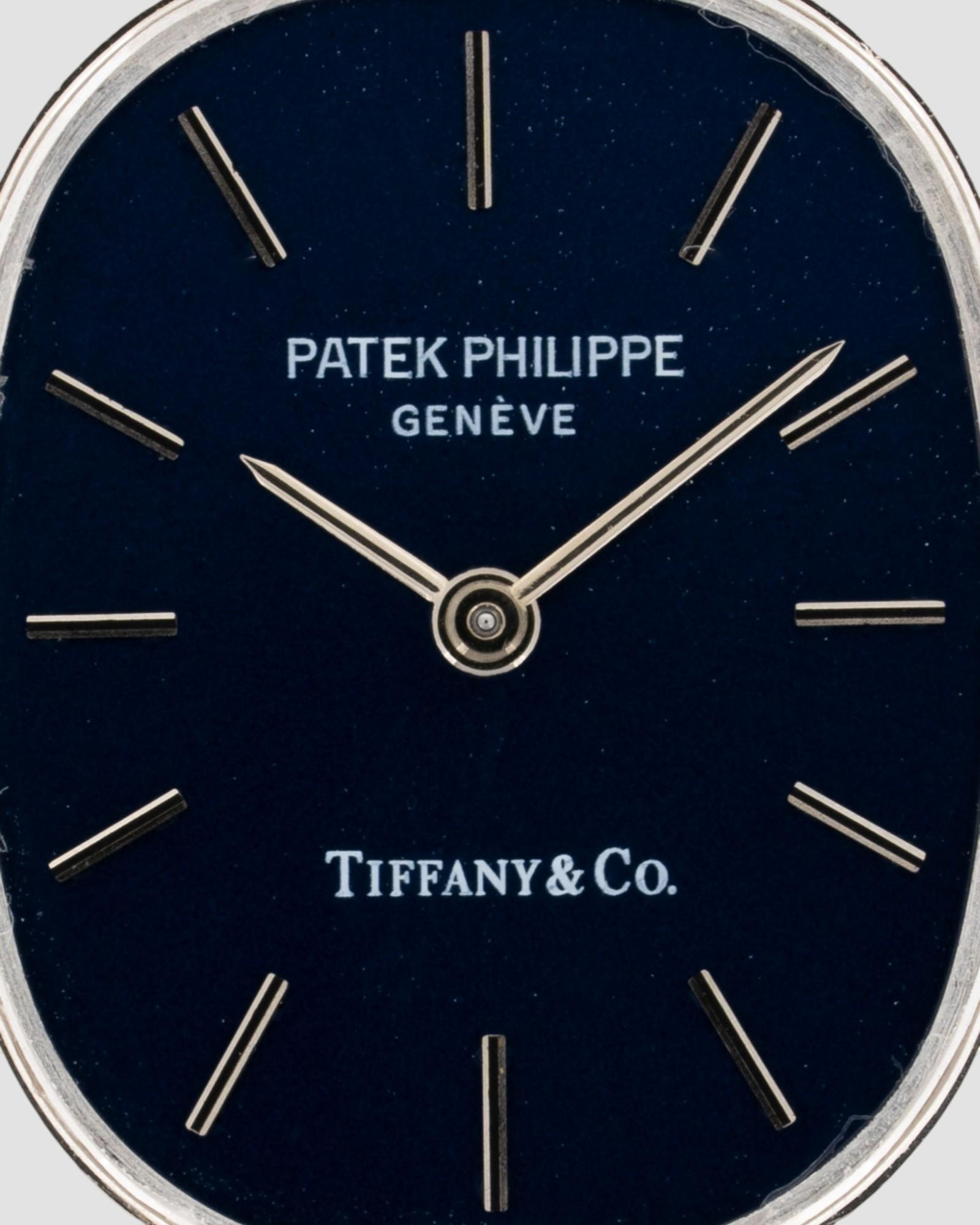Patek Philippe Lady Ellipse 4464 Tiffany Doppelstempel 18k WG 1980er Jahre im Zustand „Gut“ im Angebot in SYDNEY, AU