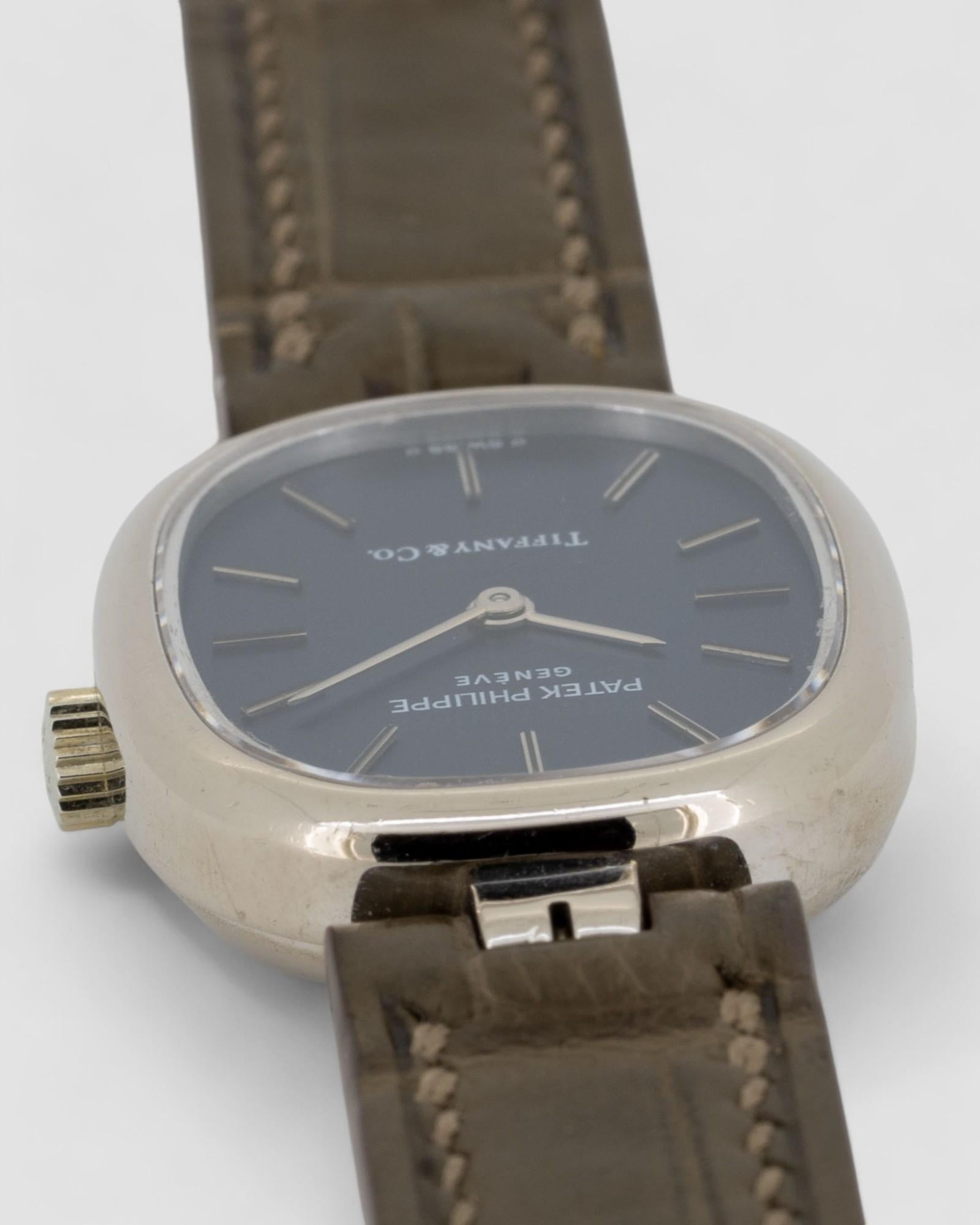 Patek Philippe Lady Ellipse 4464 Tiffany Doppelstempel 18k WG 1980er Jahre im Angebot 3