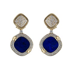 Patek Philippe Lapis Lazuli and Diamond Set Earrings 1.80 Carats