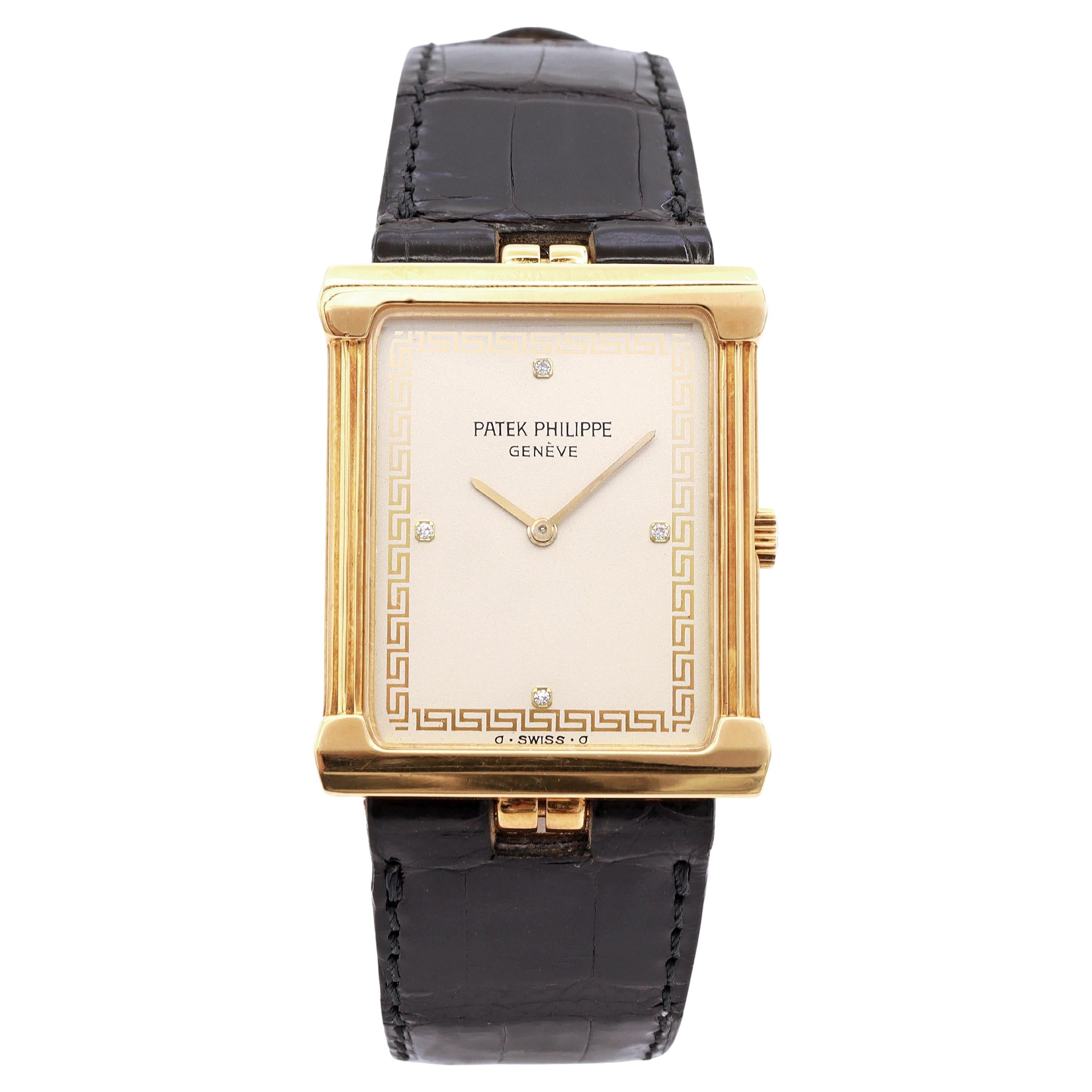 Patek Philippe Les Grecques 18K Yellow Gold Diamond Dial Hand Wind Men’s Watch