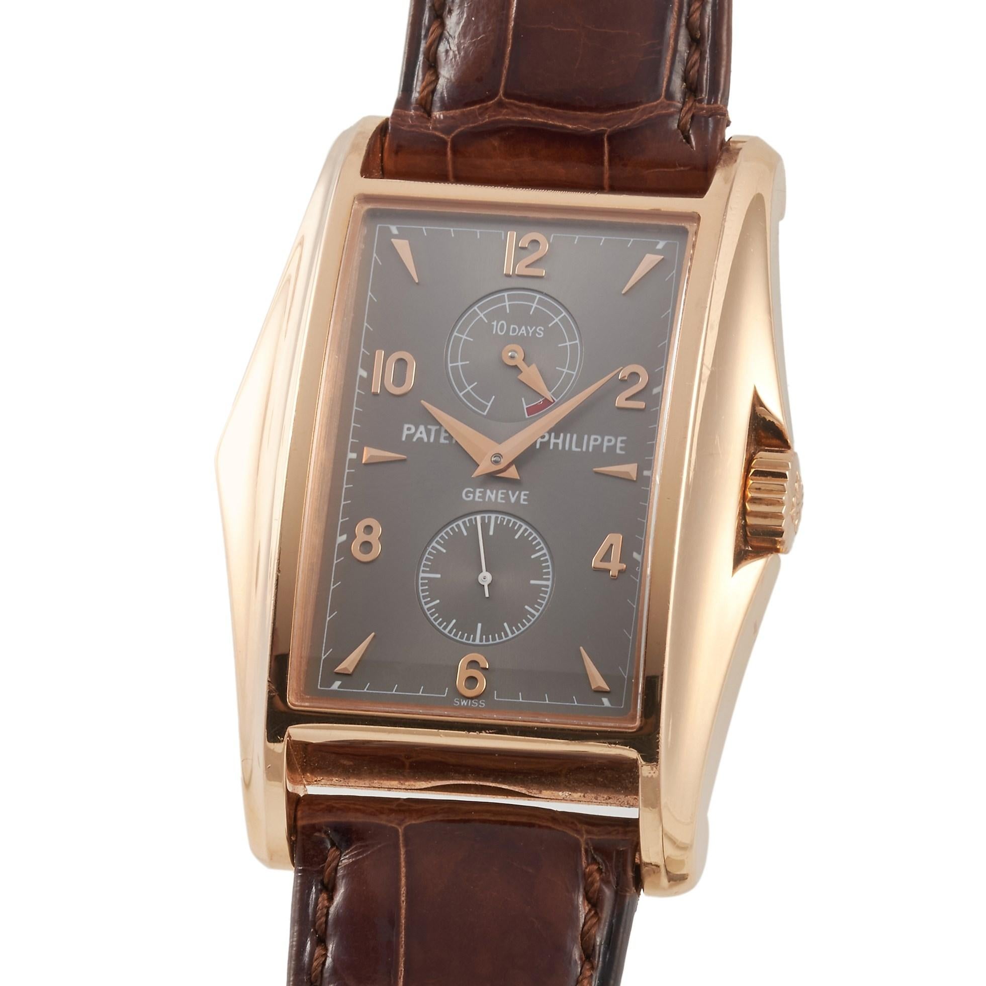 This is a very special timepiece. Launched in 2000 to welcome the new millennium, this Patek Philippe Gondolo 10-Day Power Reserve Men's Watch 5100R-001 is one of the 750 18k rose gold pieces that make up the limited edition series of 3,000 watches.
