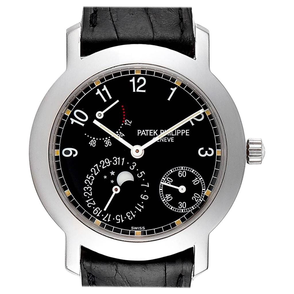 Patek Philippe Moonphase Power Reserve White Gold Automatic Watch 5055 For Sale