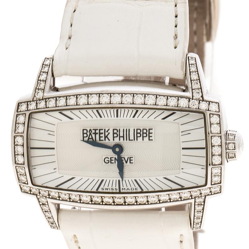 Contemporary Patek Philippe Mother of Pearl 18K White Gondolo Gemma Women's Wristwatch 37 mm