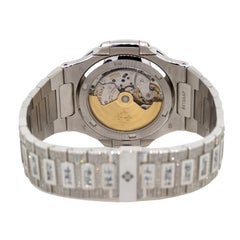 Patek Philippe Nautilus 18 Karat White Gold Diamond Bust Down Wristwatch