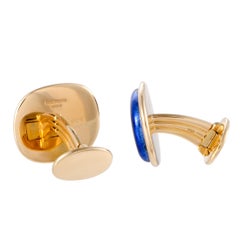 Patek Philippe Nautilus 18 Karat Yellow Gold Blue Enamel Rectangular Cufflinks