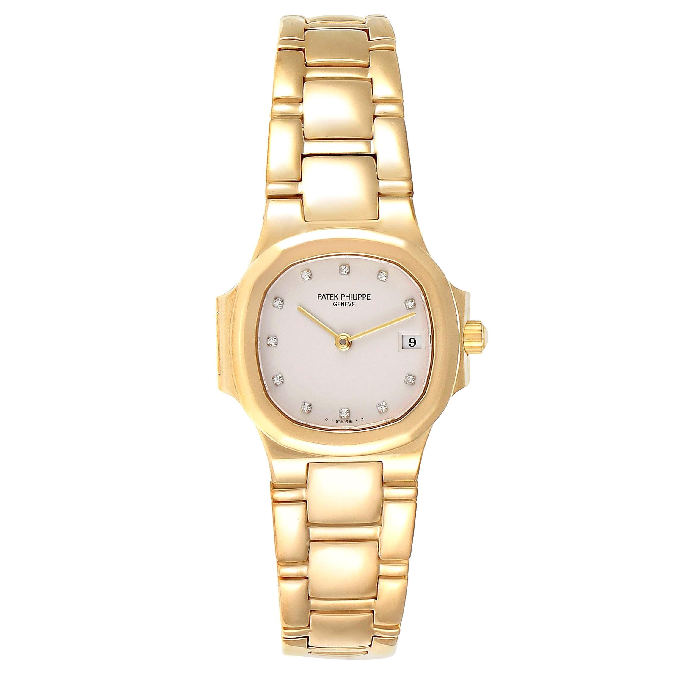 Patek Philippe Nautilus 18 Karat Yellow Gold Diamond Ladies Watch 4700 For Sale