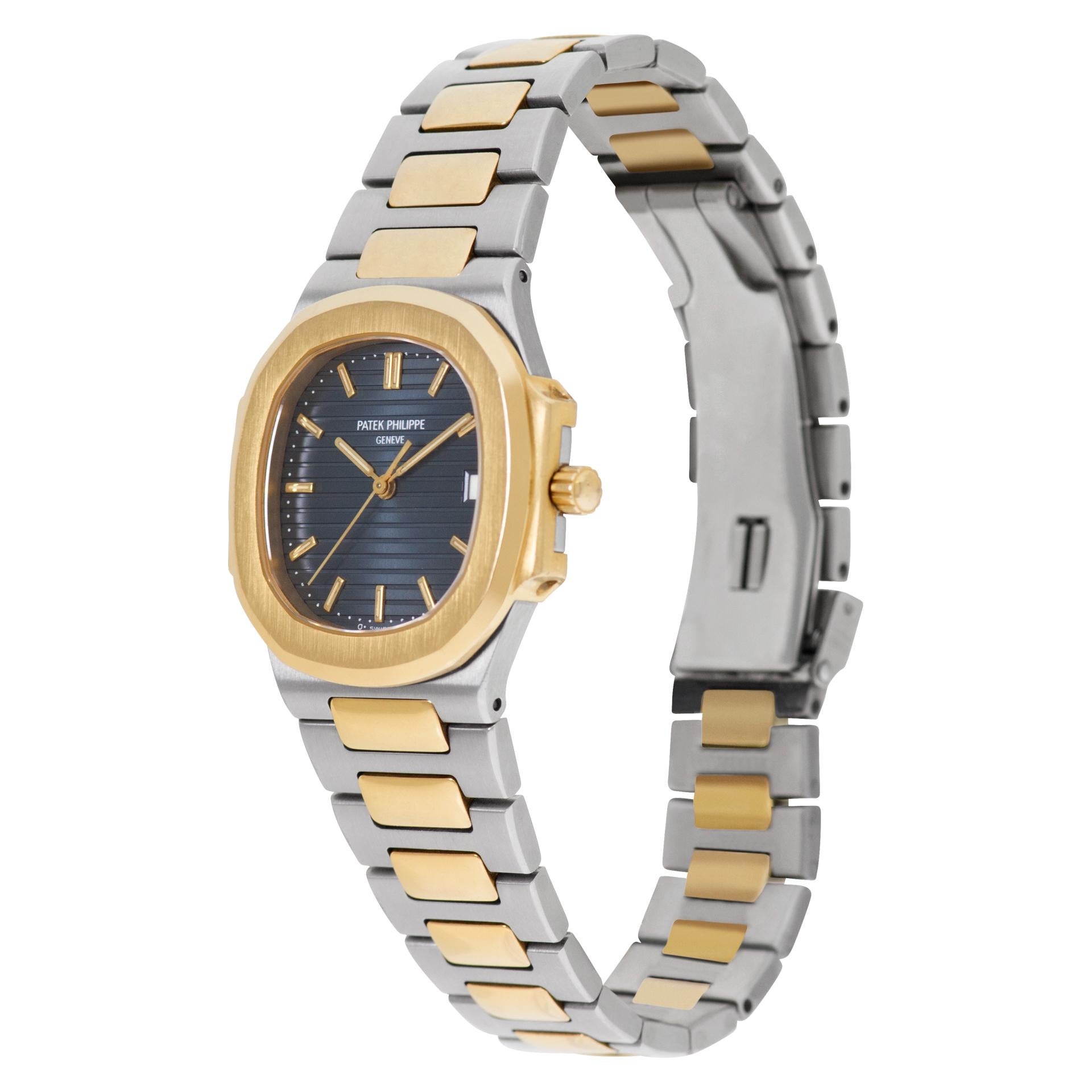 Patek Philippe Nautilus in 18k & stainless steel. Quartz w/ sweep seconds and date. 33 mm case size. Ref 3900. Fine Pre-owned Patek Philippe Watch.

 Certified preowned Sport Patek Philippe Nautilus 3900 watch is made out of Stainless steel on a 18k