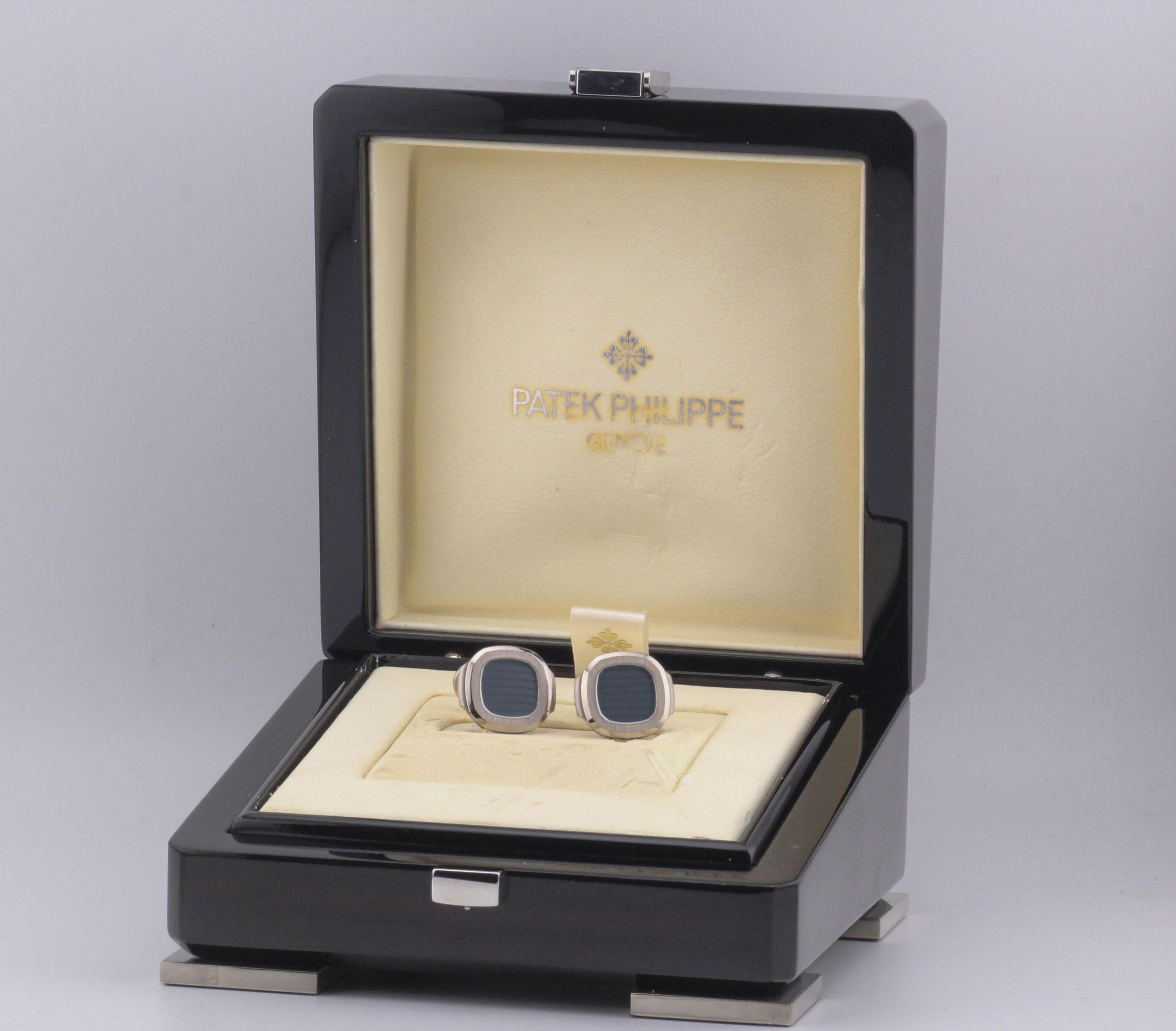 Patek Philippe Nautilus 18k Weißgold Manschettenknöpfe 2059057G015 im Angebot 1