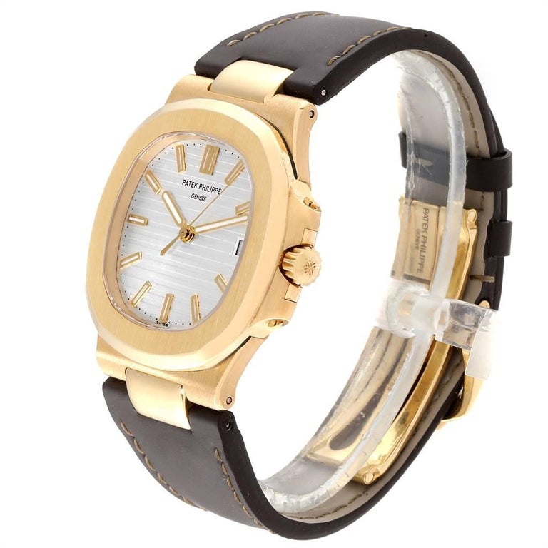 Patek Philippe Nautilus 18 Karat Yellow Gold Brown Strap Men S Watch 5711 For Sale At 1stdibs
