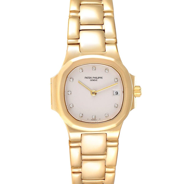 Patek Philippe Nautilus 18 Karat Yellow Gold Diamond Ladies Watch 4700 For Sale At 1stdibs