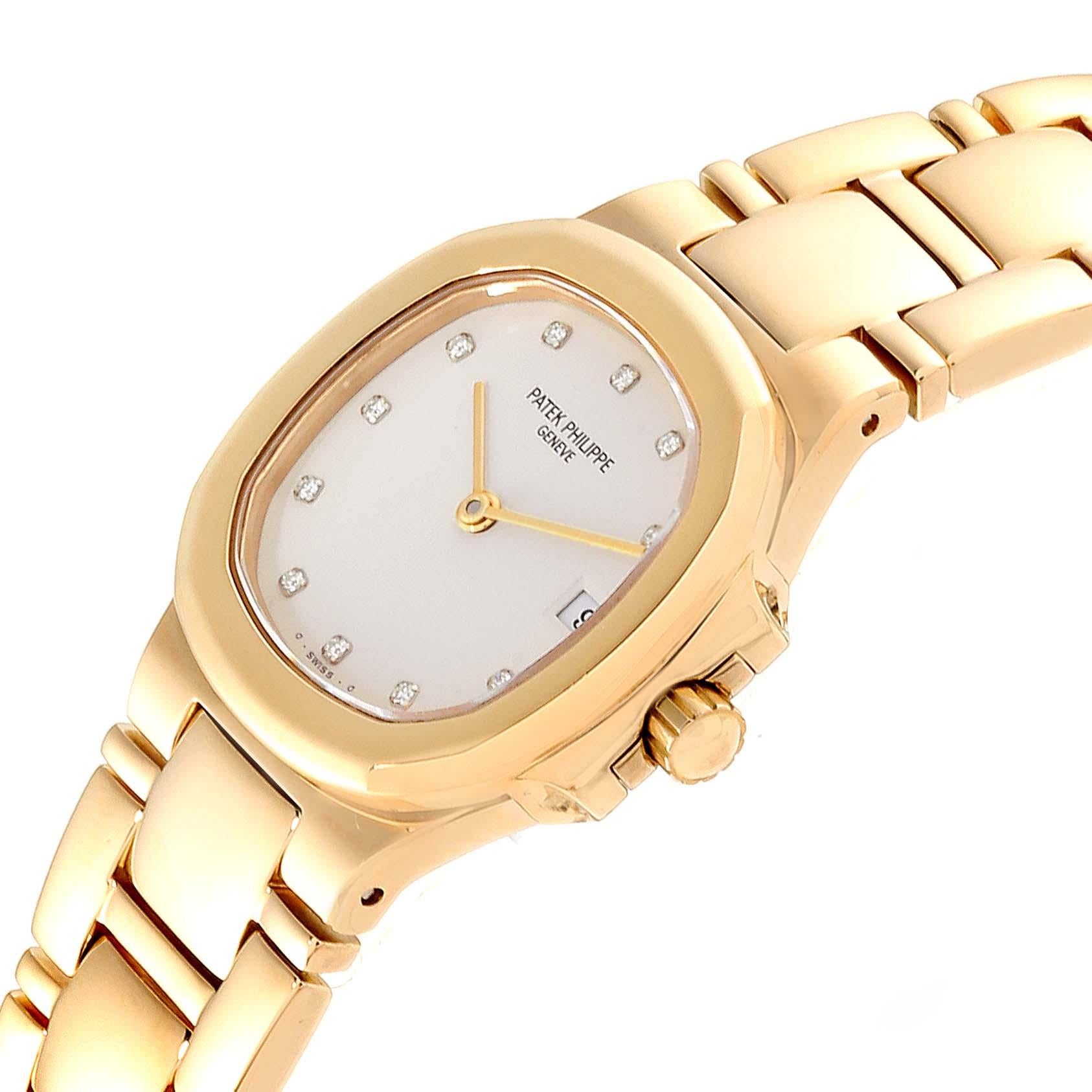 Patek Philippe Nautilus 18 Karat Yellow Gold Diamond Ladies Watch 4700 For Sale 1
